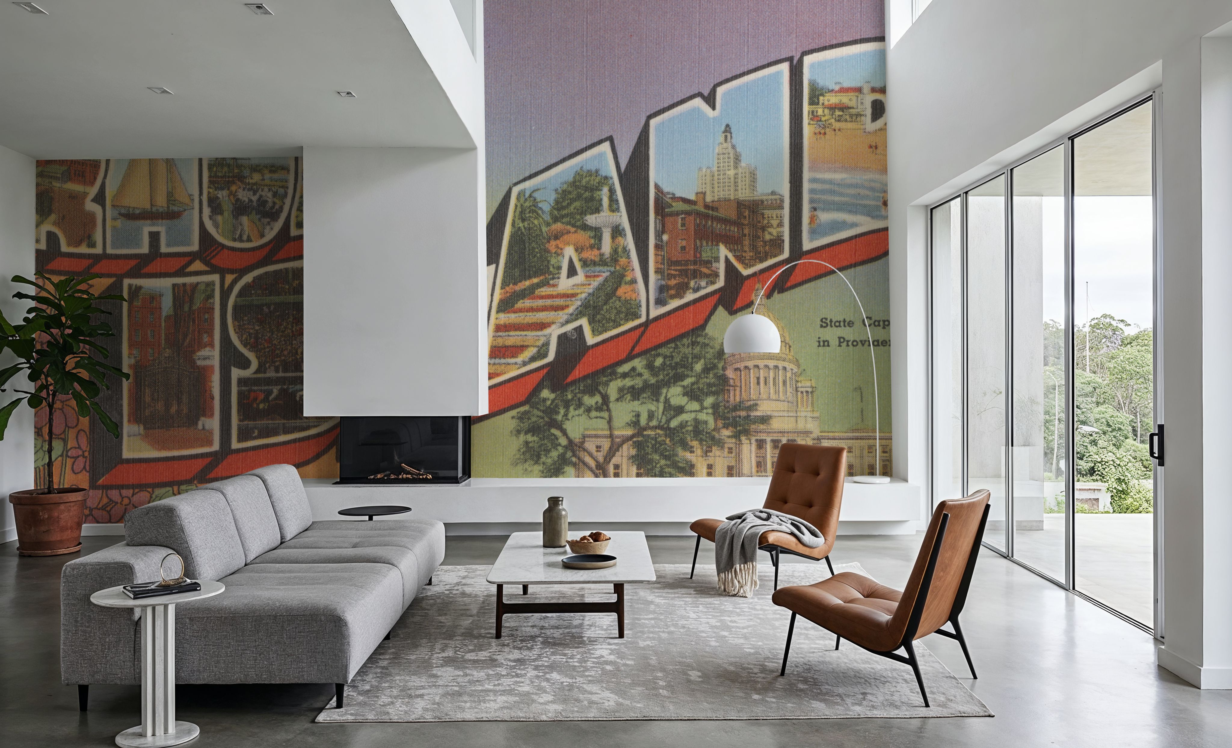 Greetings from Rhode Island - Screenprint Postcard, Wallpaper