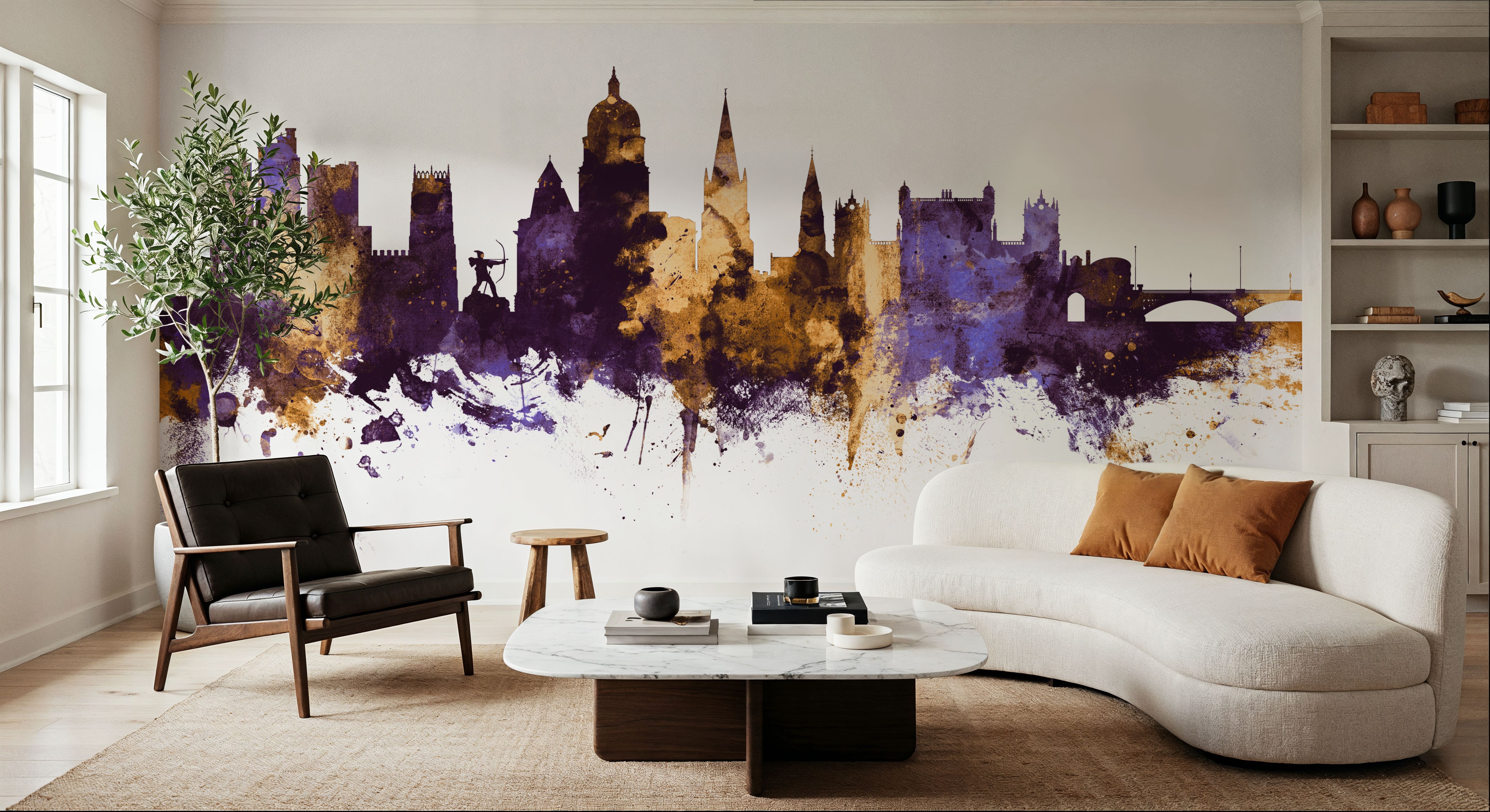 Nottingham England Skyline Purple & Gold