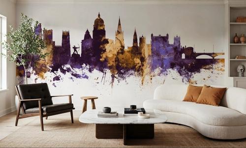 Nottingham England Skyline Purple & Gold