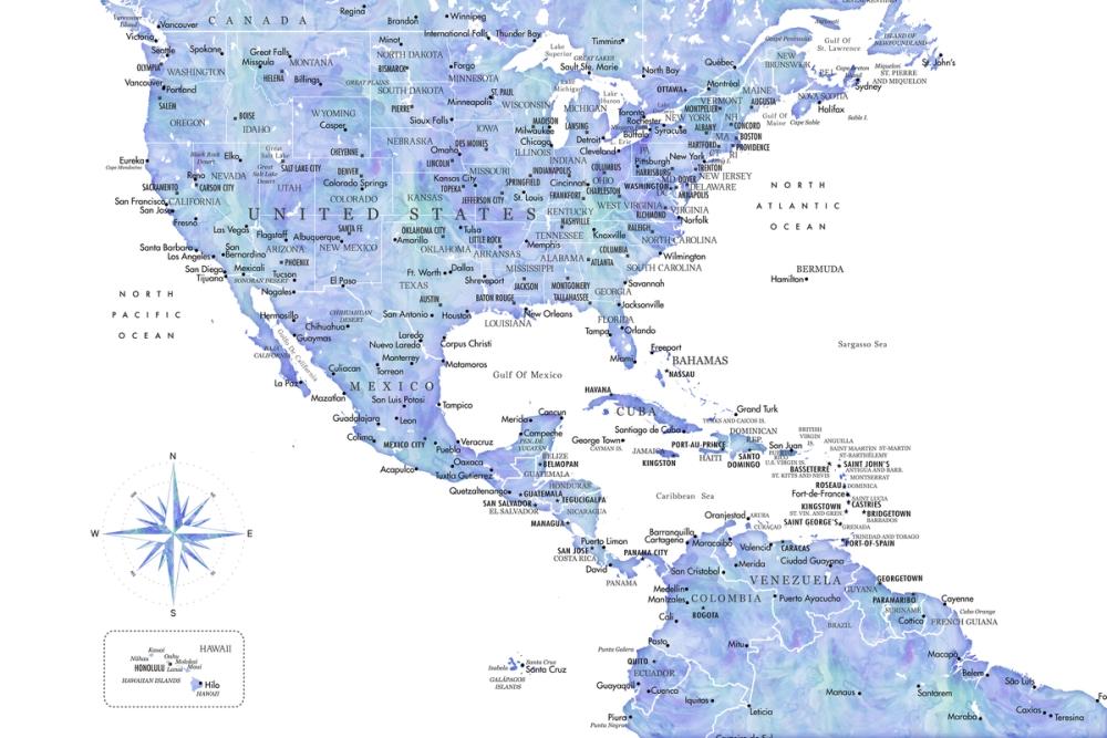 US Mexico Caribbean Map - Isidora