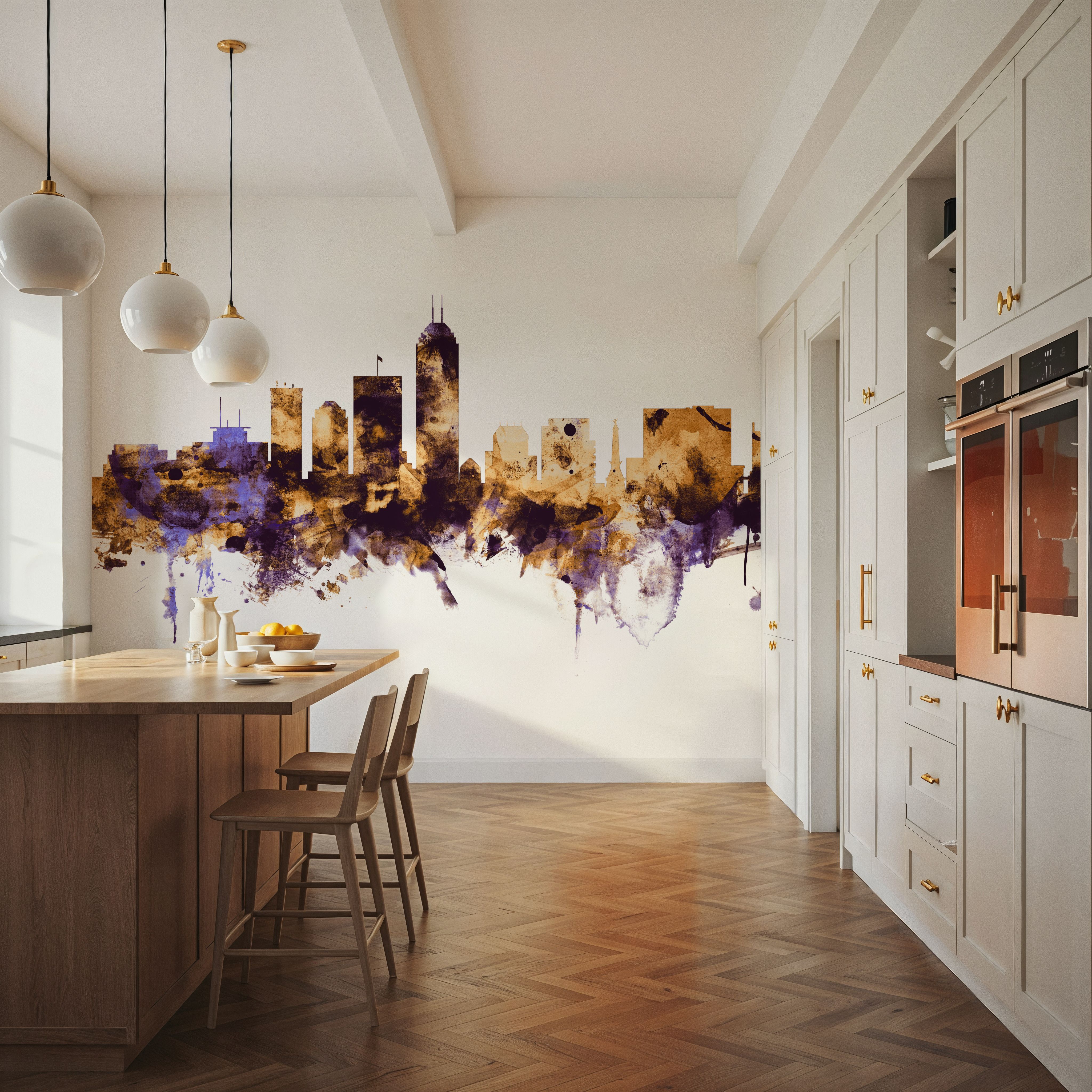 Indianapolis Indiana Skyline Purple & Gold