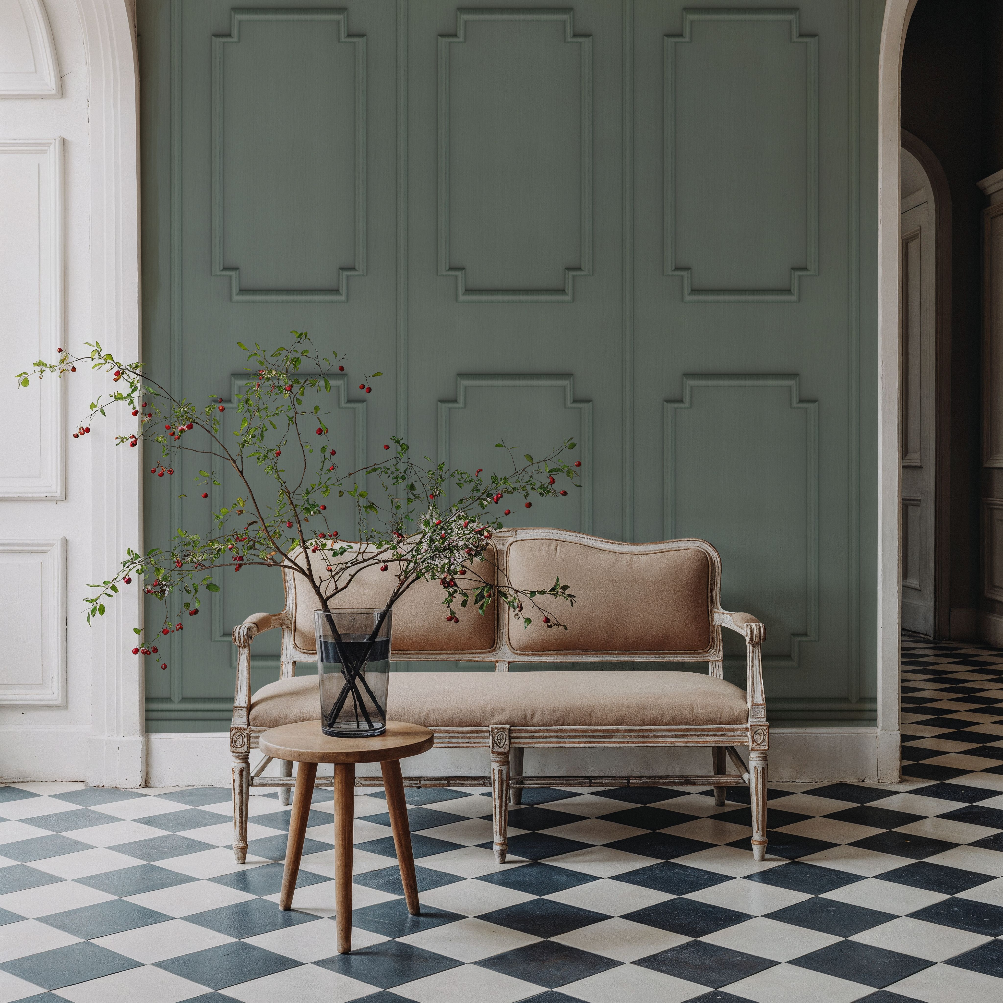 Faux Wall Panel Moulding, Sage