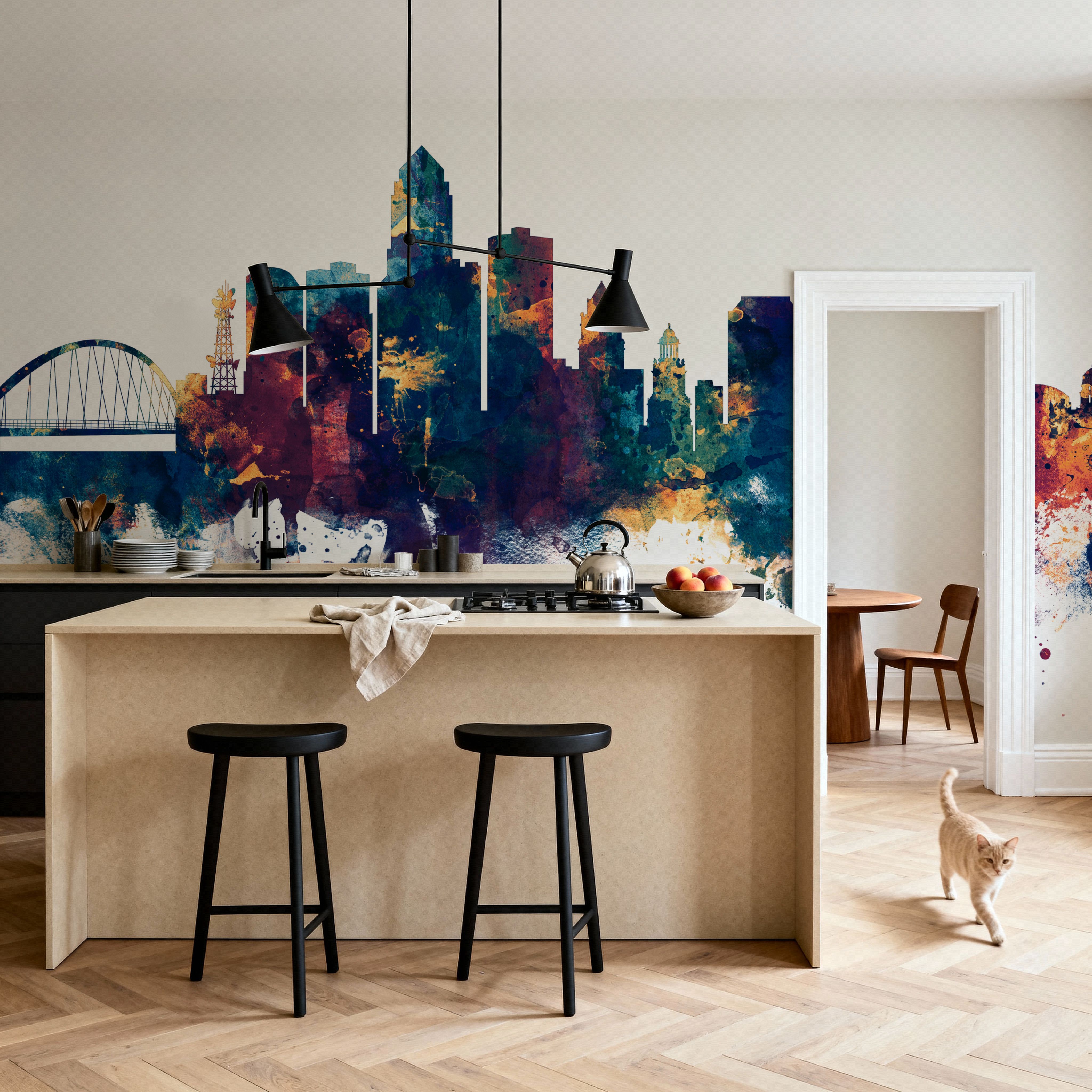 Des Moines Iowa Skyline Blue & Bronze