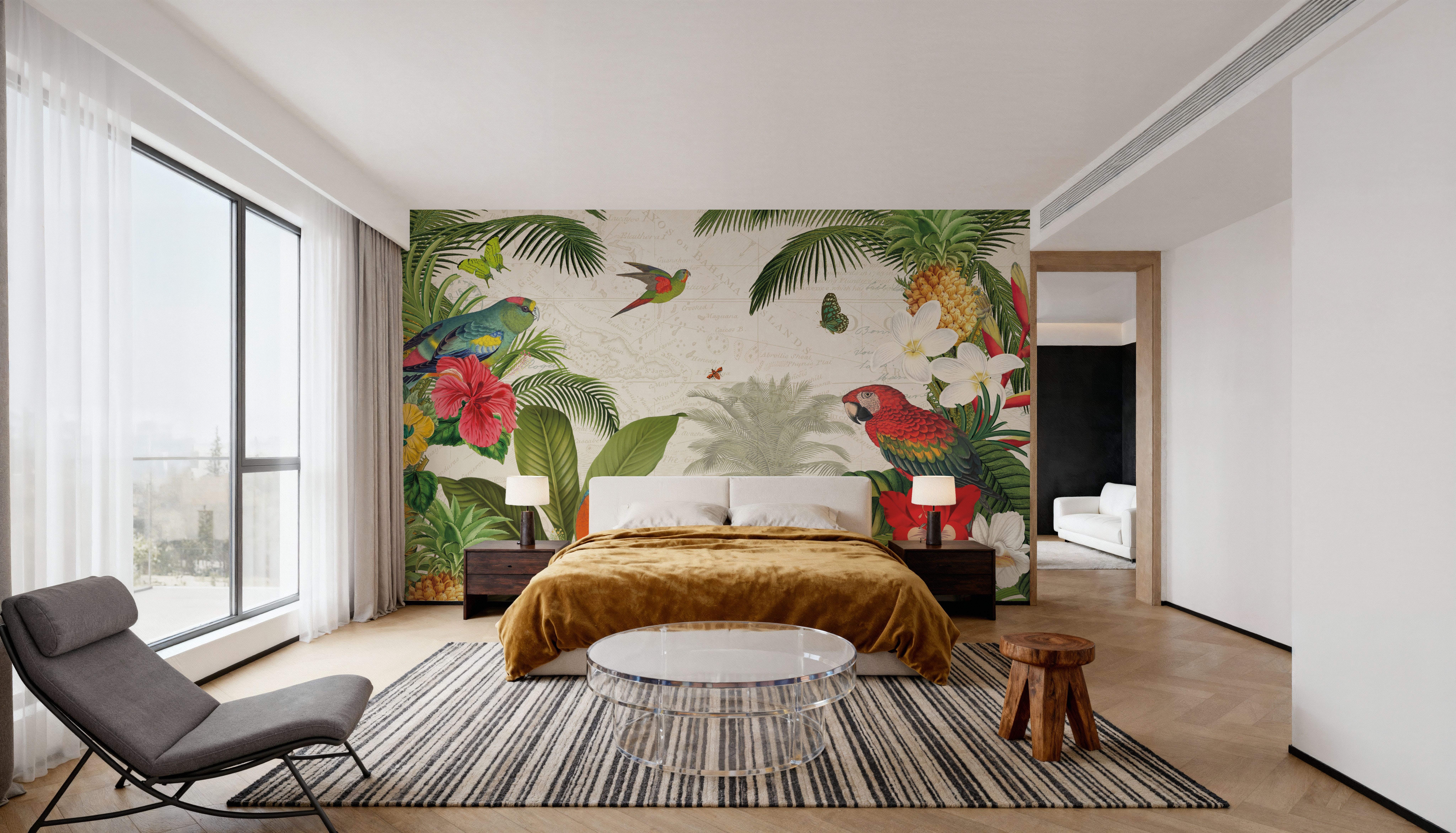 Parrot Paradise I, Behang