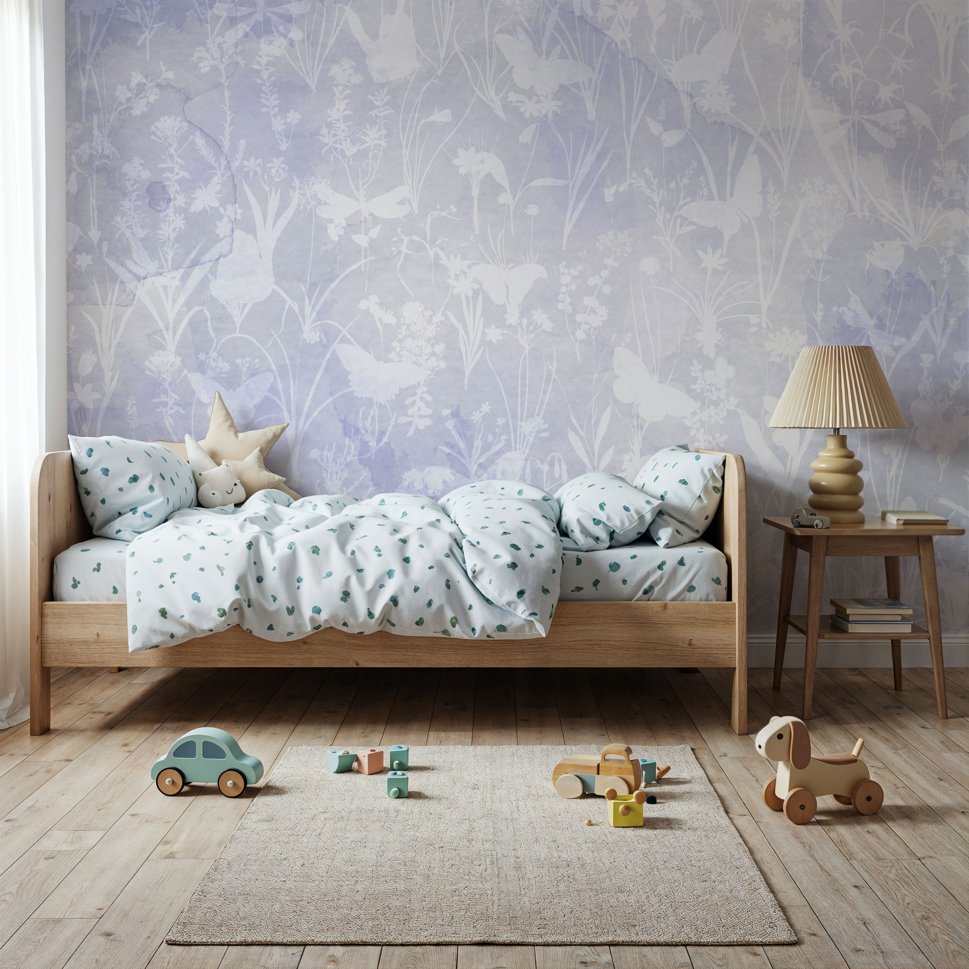 Herbals and Butterflies Double Silhouette Blue