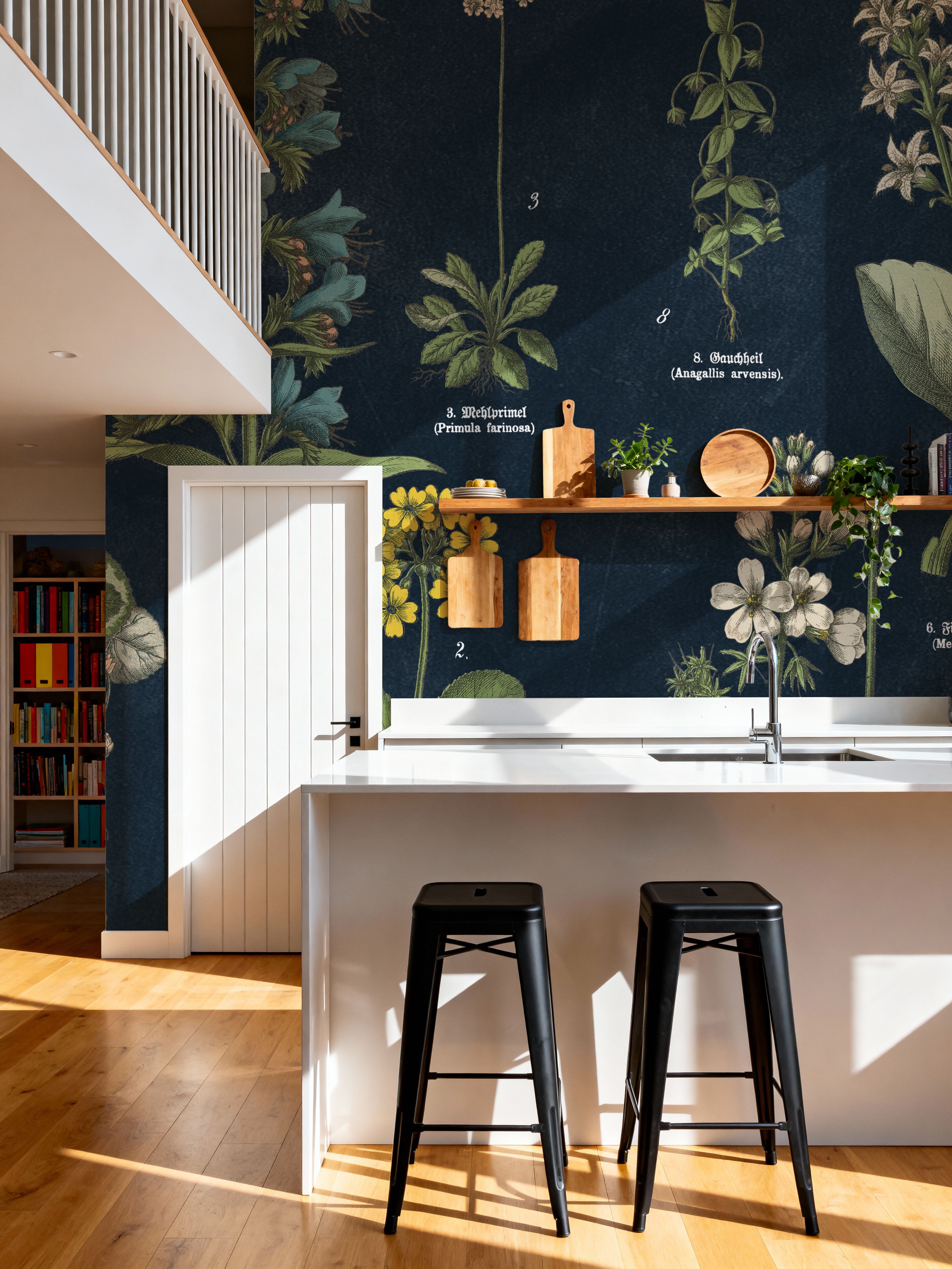 Botanical Floral Chart I Dark Blue