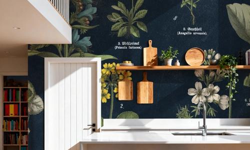 Botanical Floral Chart I Dark Blue
