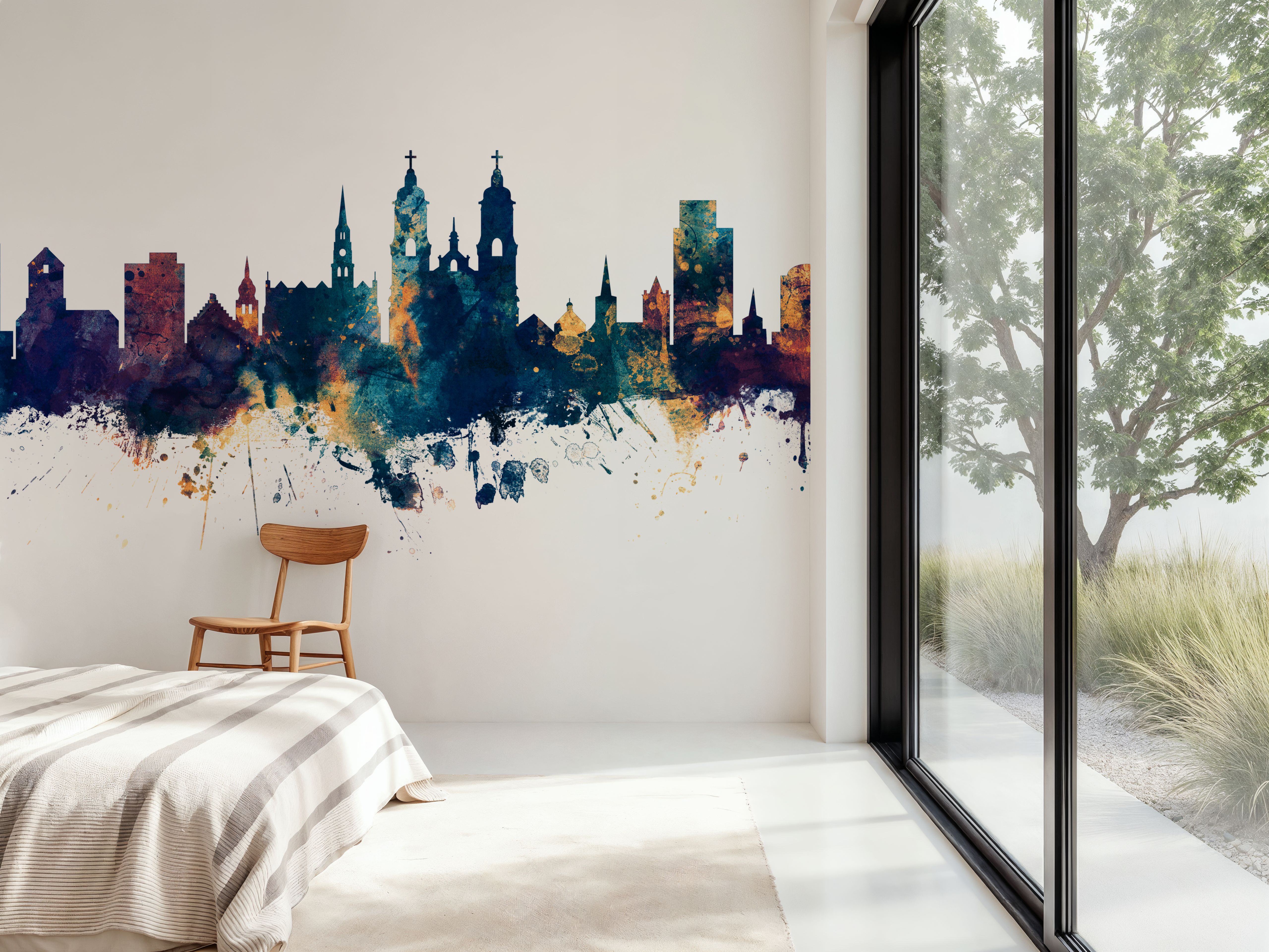 St Gallen Switzerland Skyline Blue & Bronze