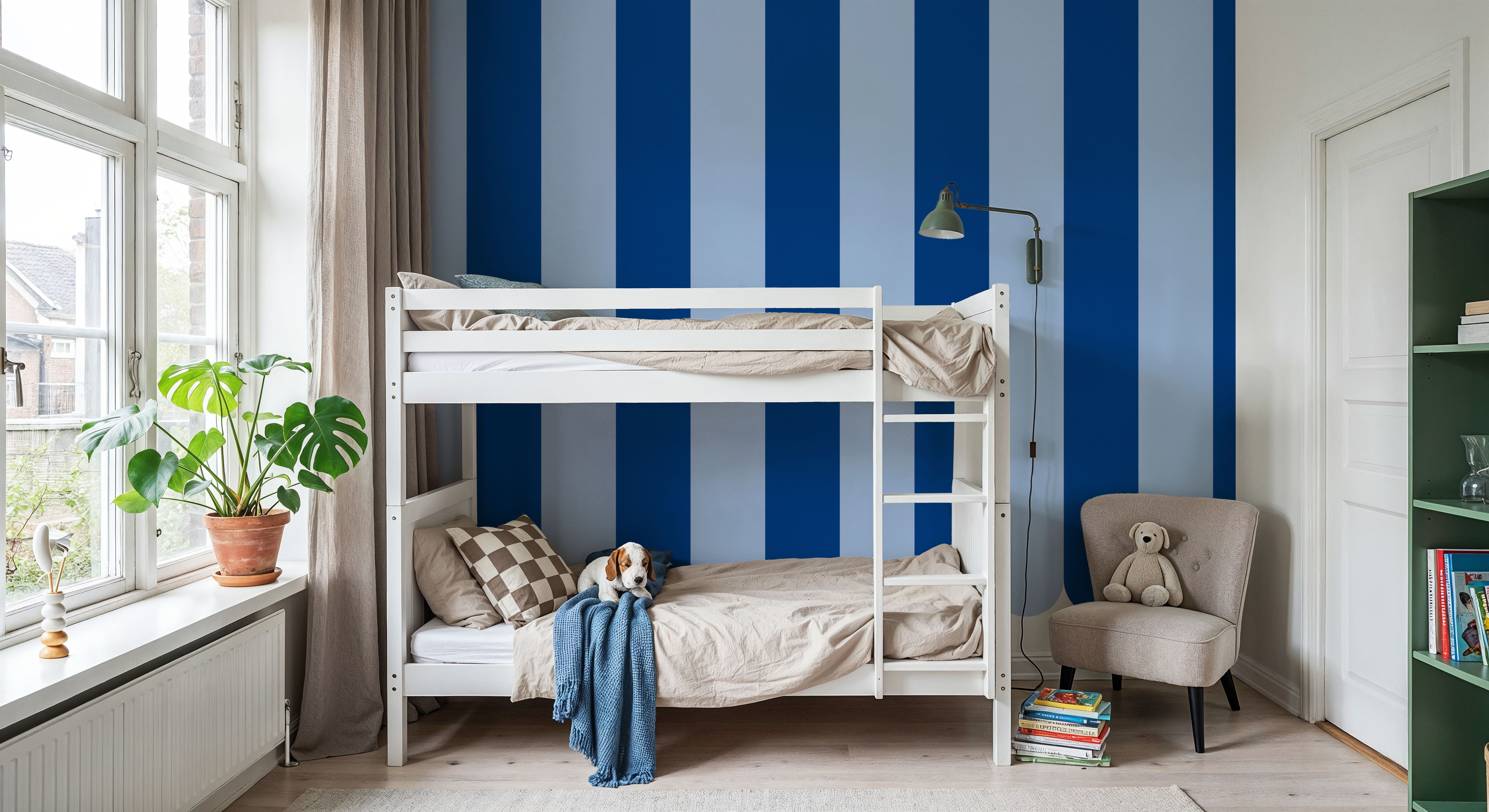 Scalloped Circus Stripes, Blue on Blue