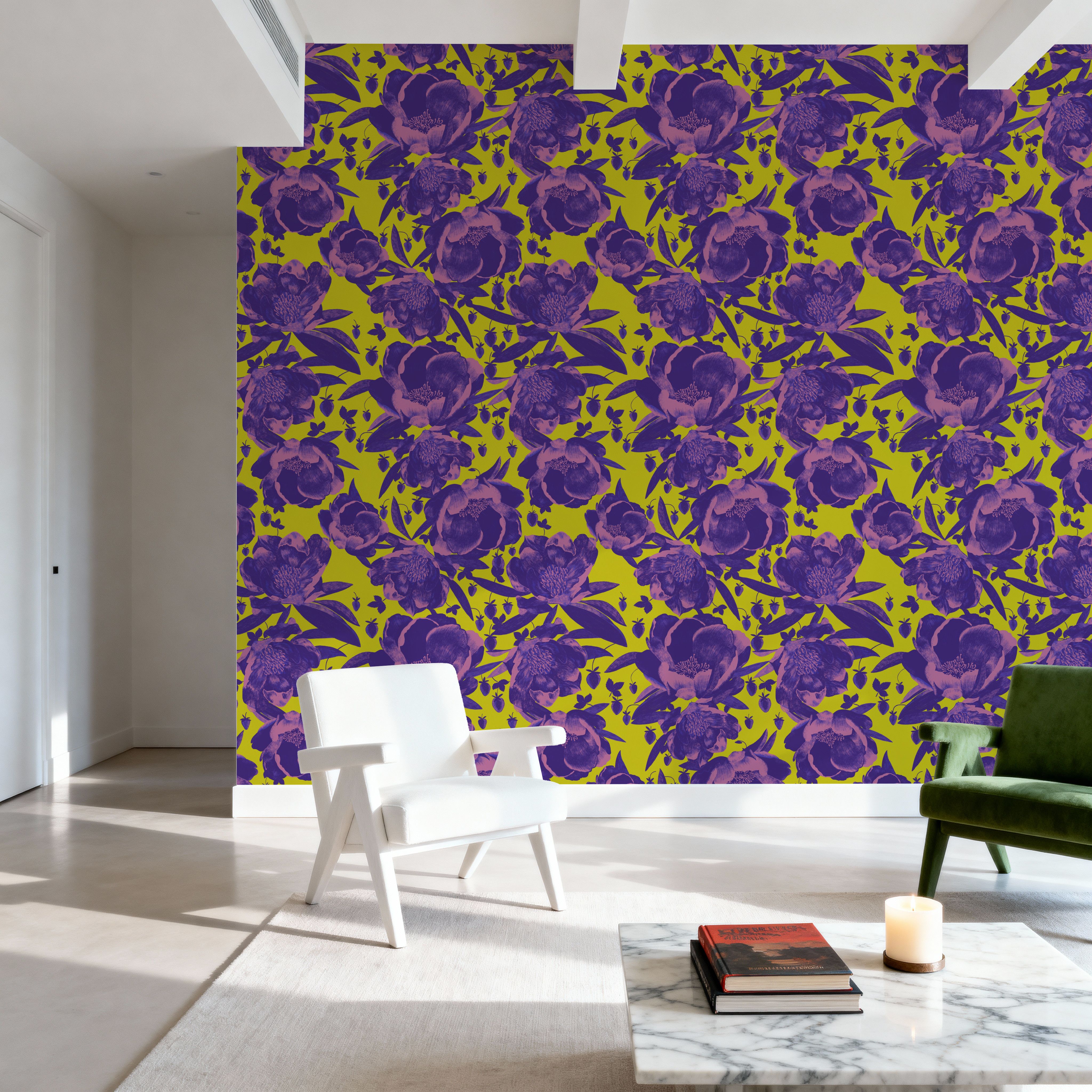 Pop Peonies, Purple & Lime