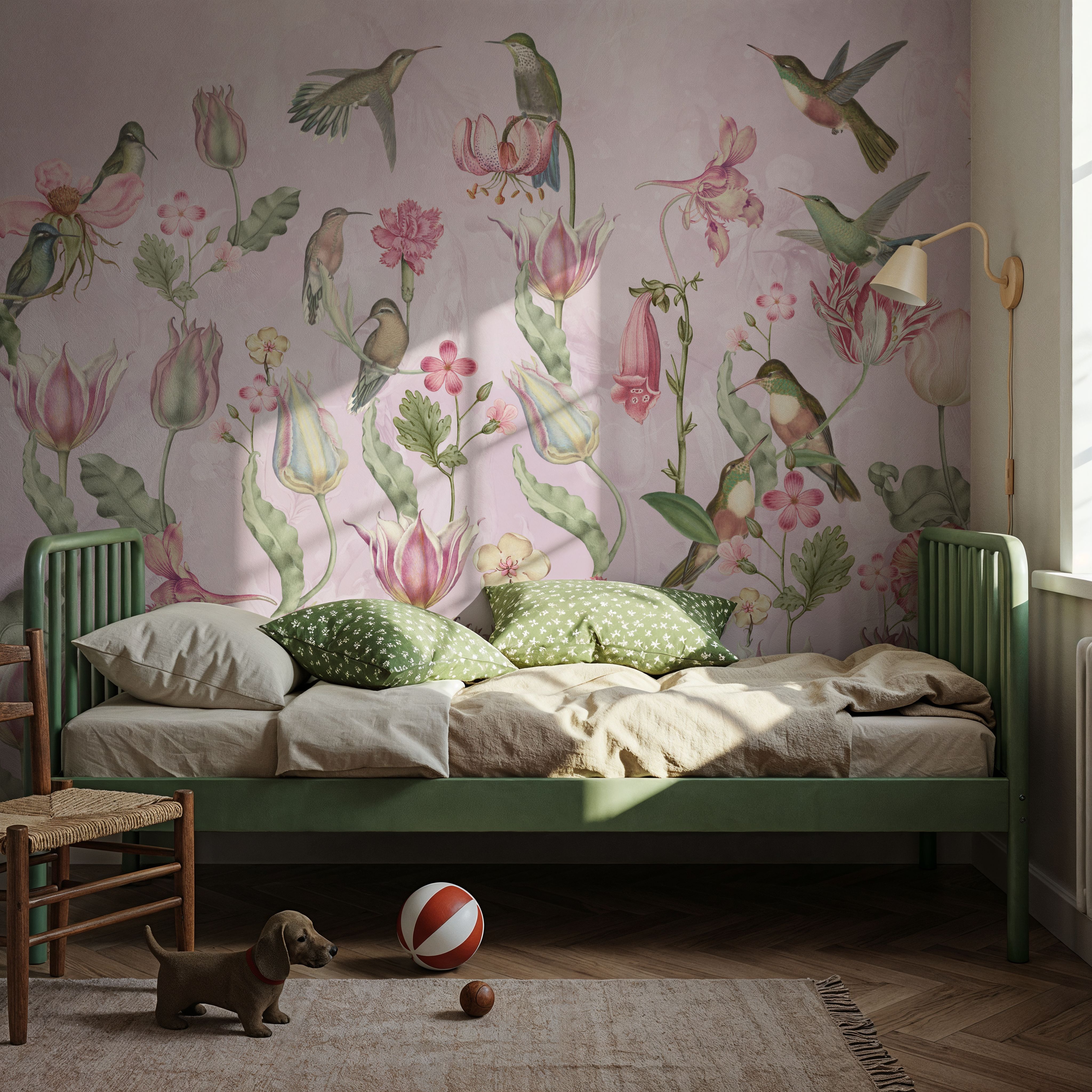 Tulips & Birds, Soft Pink
