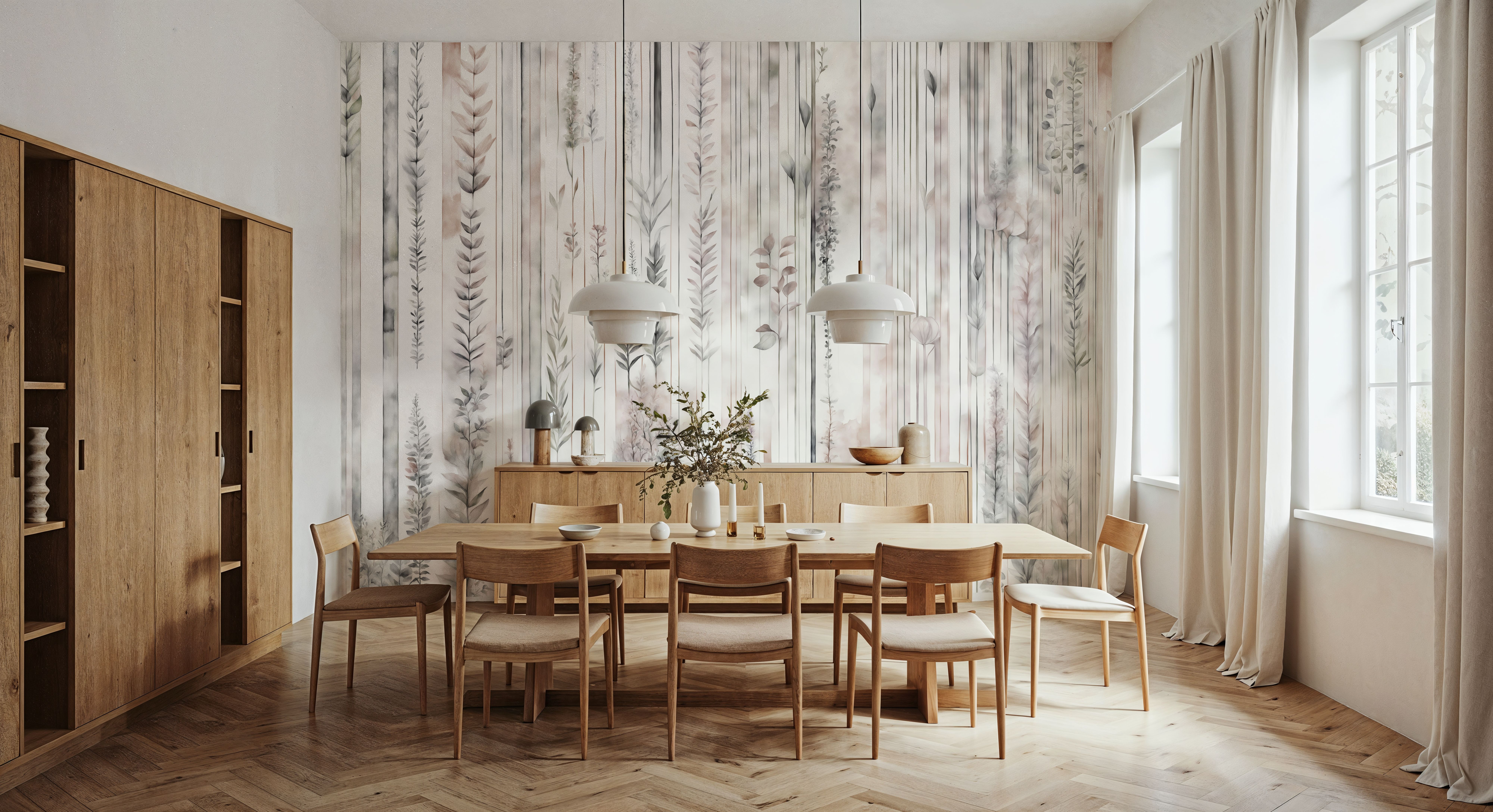 Botanical Wall Brown, Wallpaper