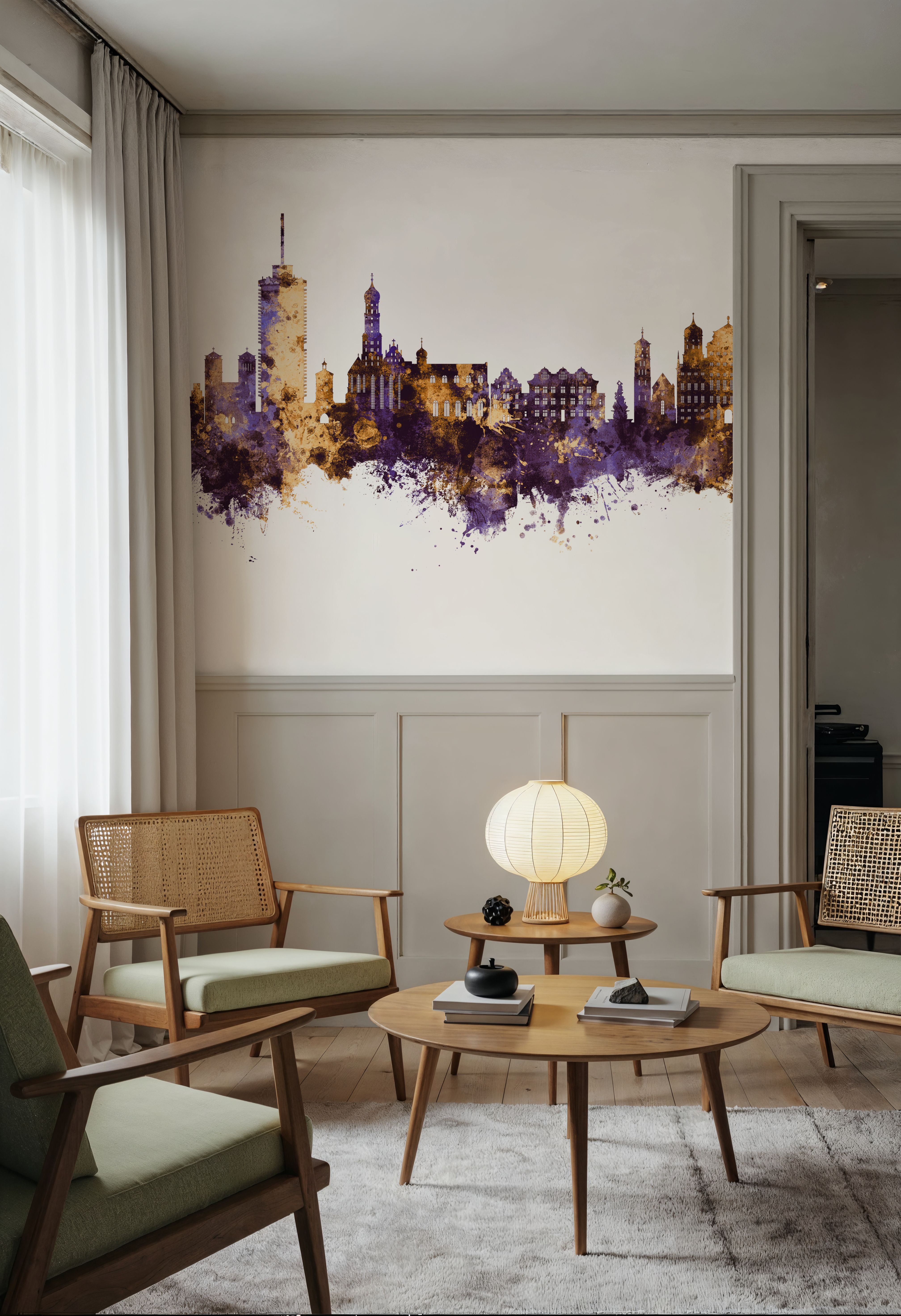 Augsburg Germany Skyline Purple & Gold