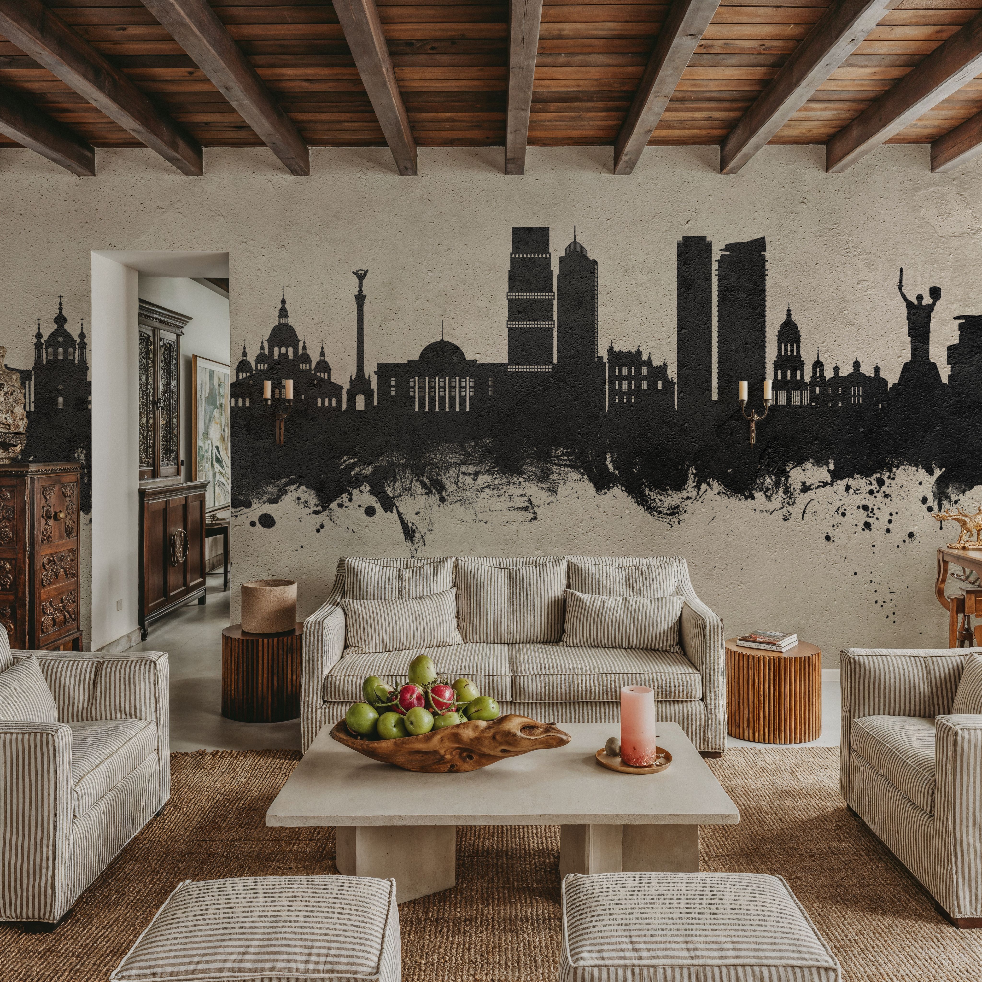 Wall Mural - Kyiv Ukraine Skyline Concrete - Architecture mural wallpaper - Bedroom - Wallism US - Premium, Textured or Peel & Stick