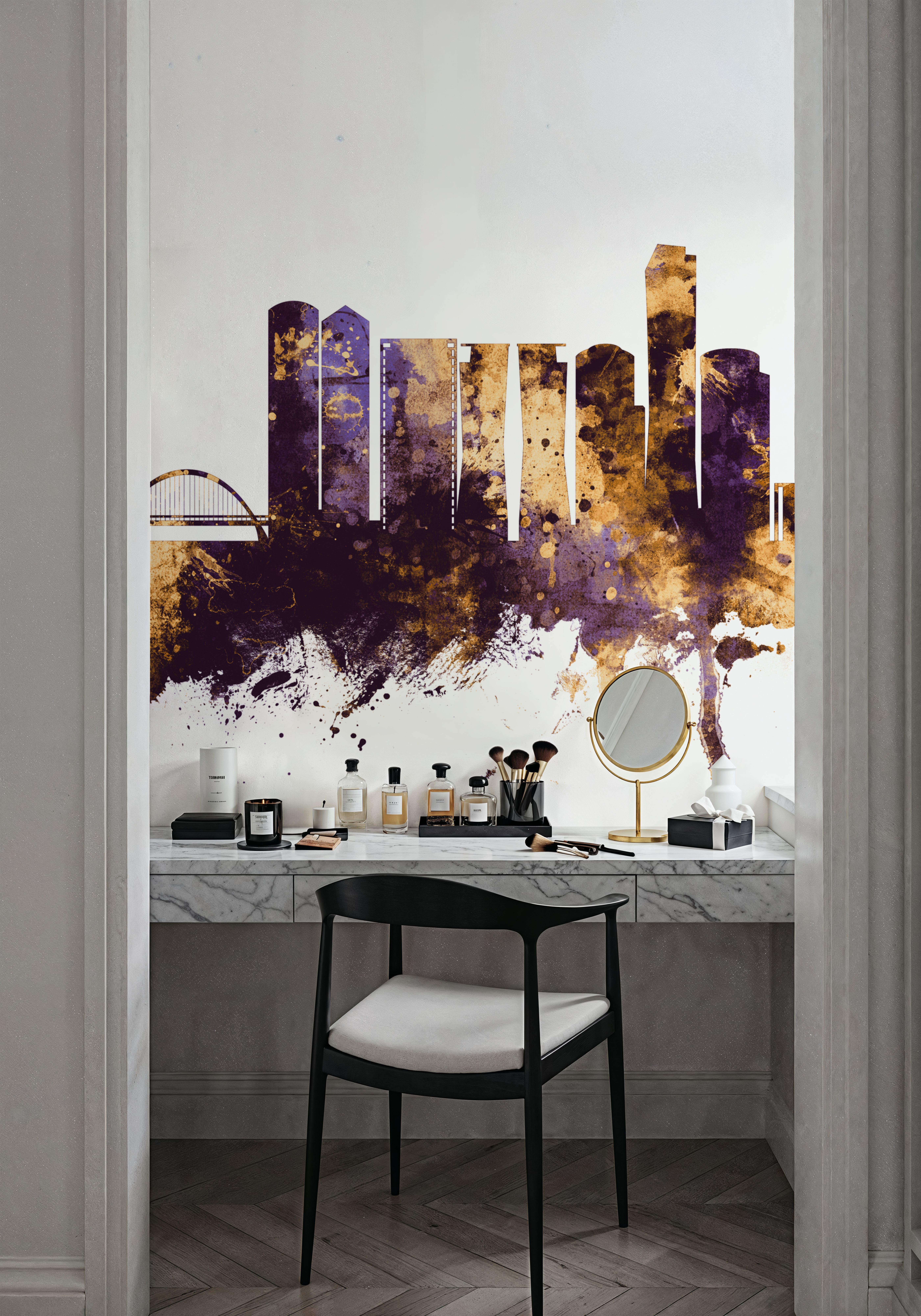 Tel Aviv Skyline Purple & Bronze