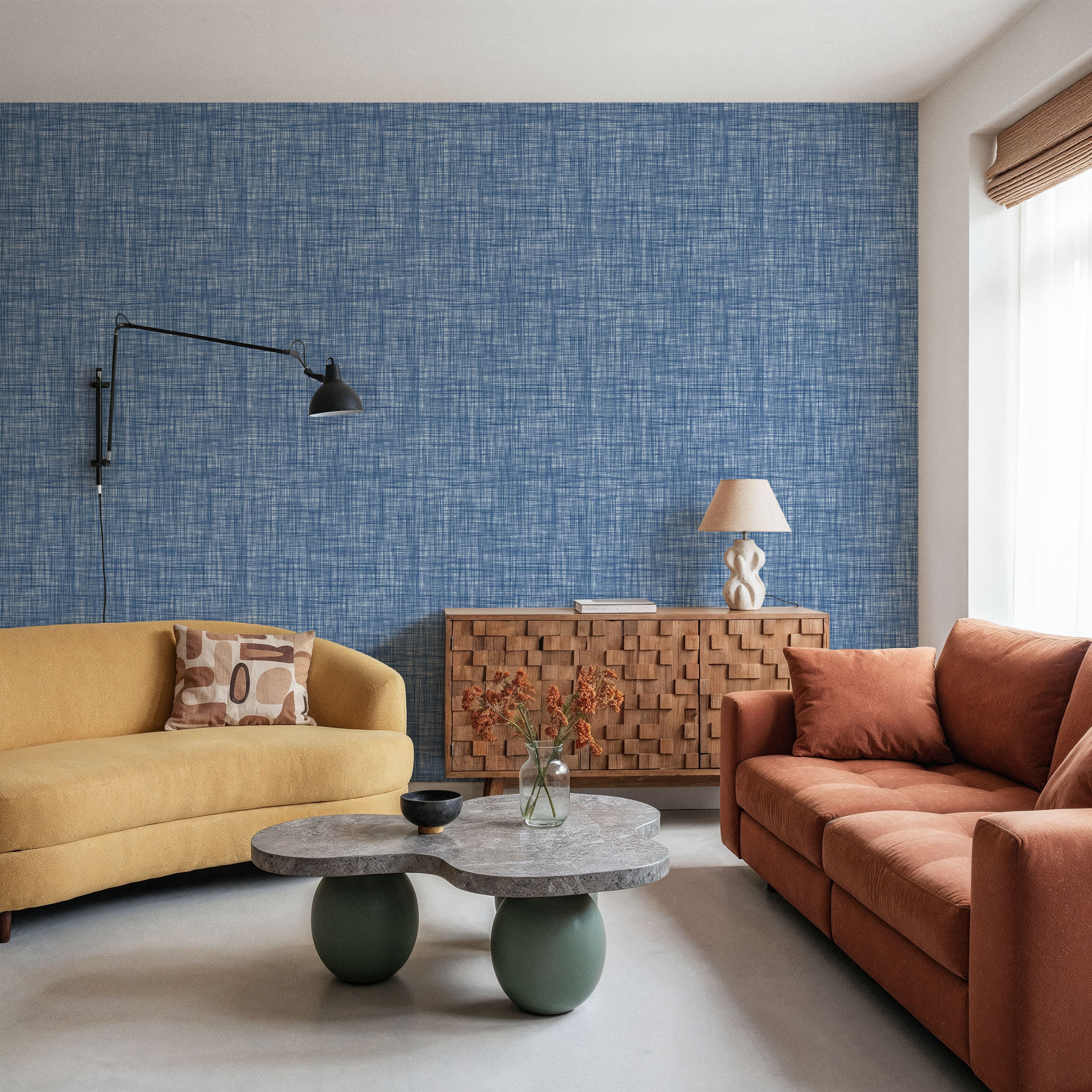 Mottled Linen Effect, Sky Blue