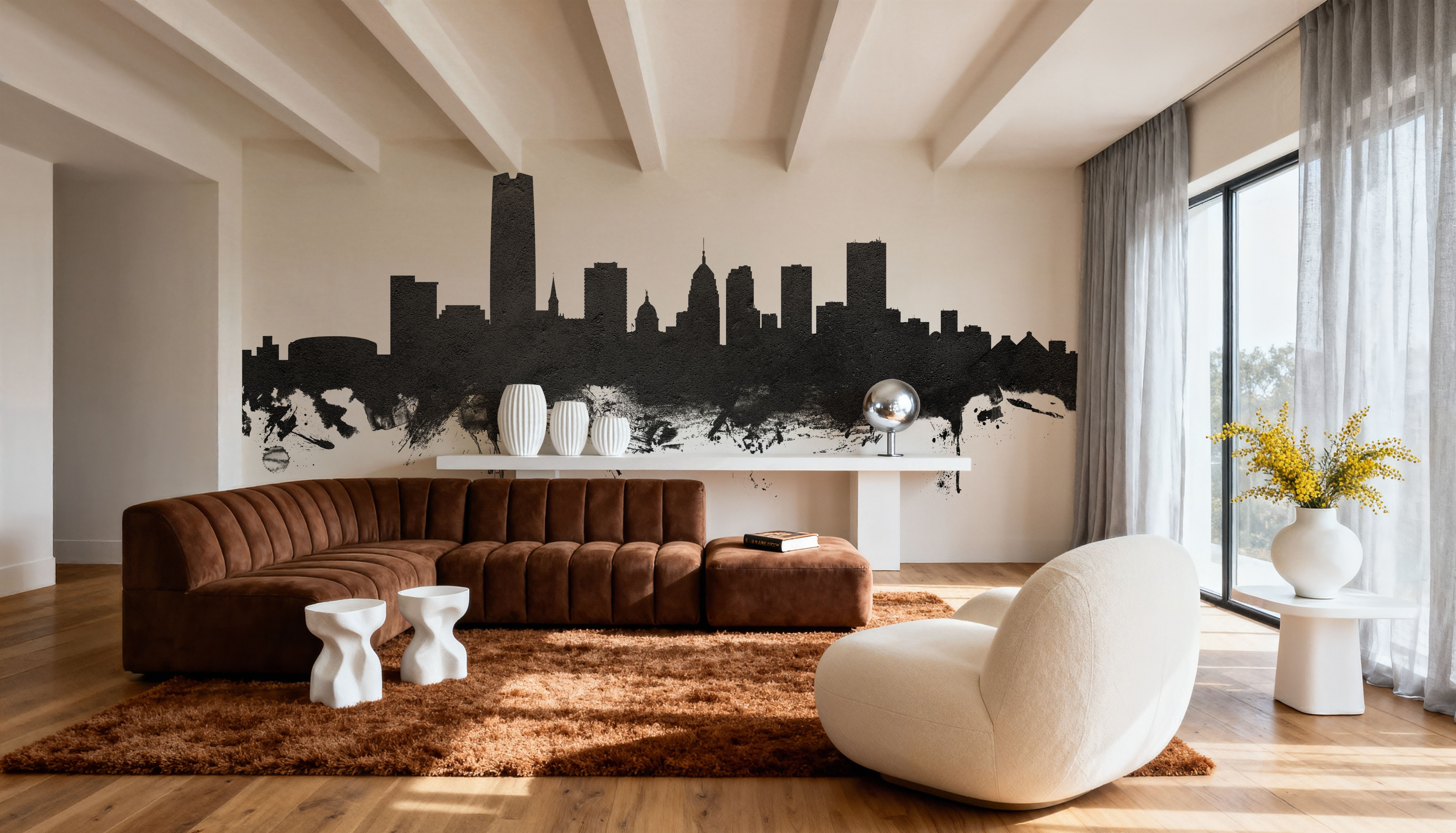 Oklahoma City Skyline Black & White, Wallpaper