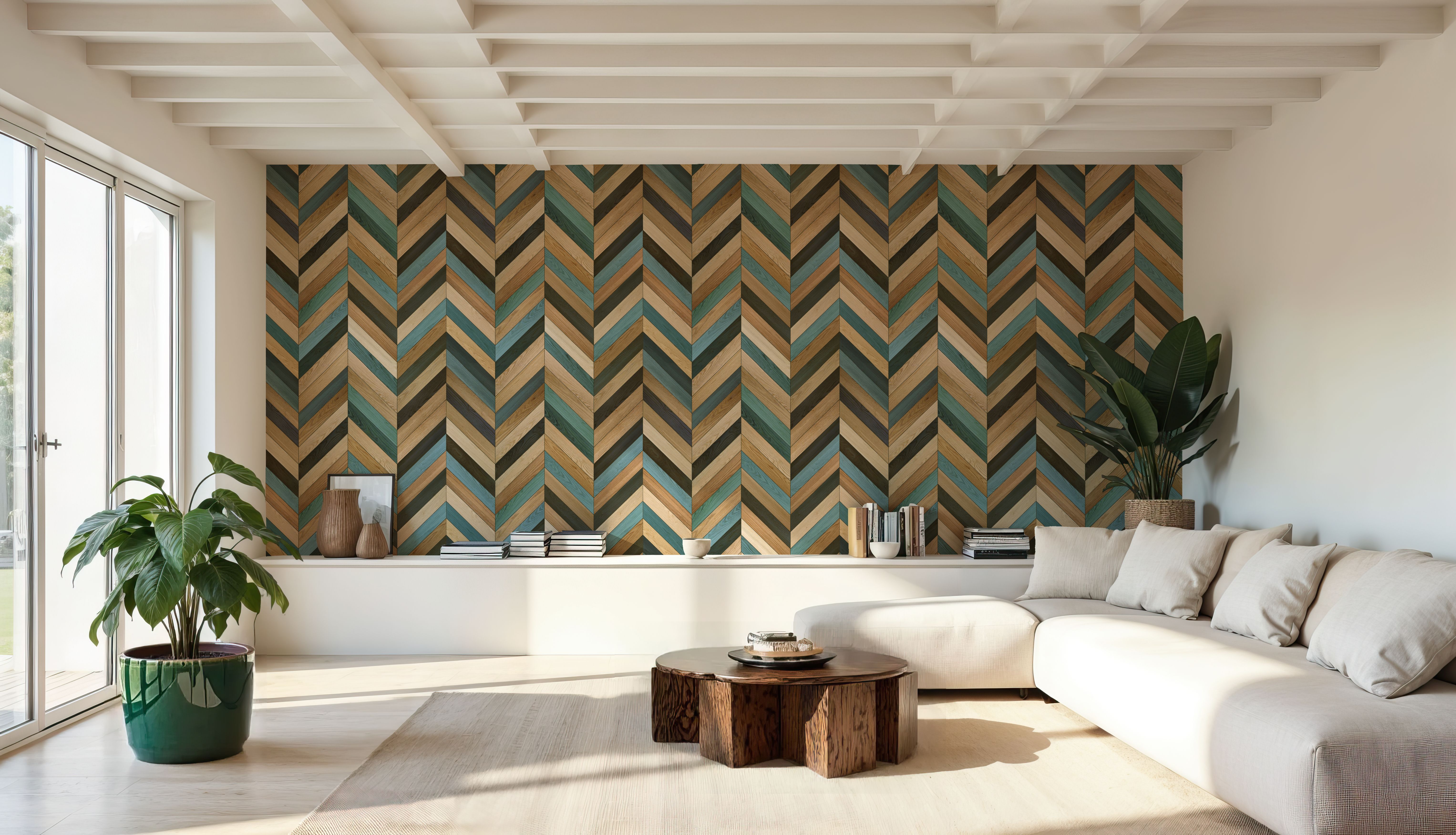 Chevron Wood, Teal