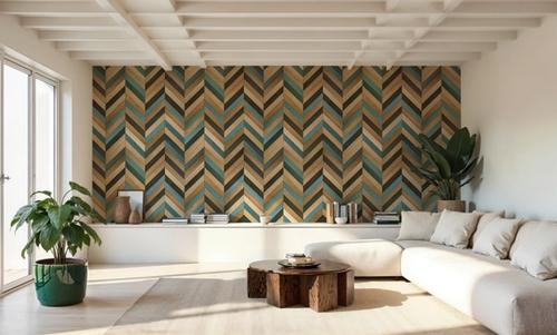 Chevron Wood, Teal
