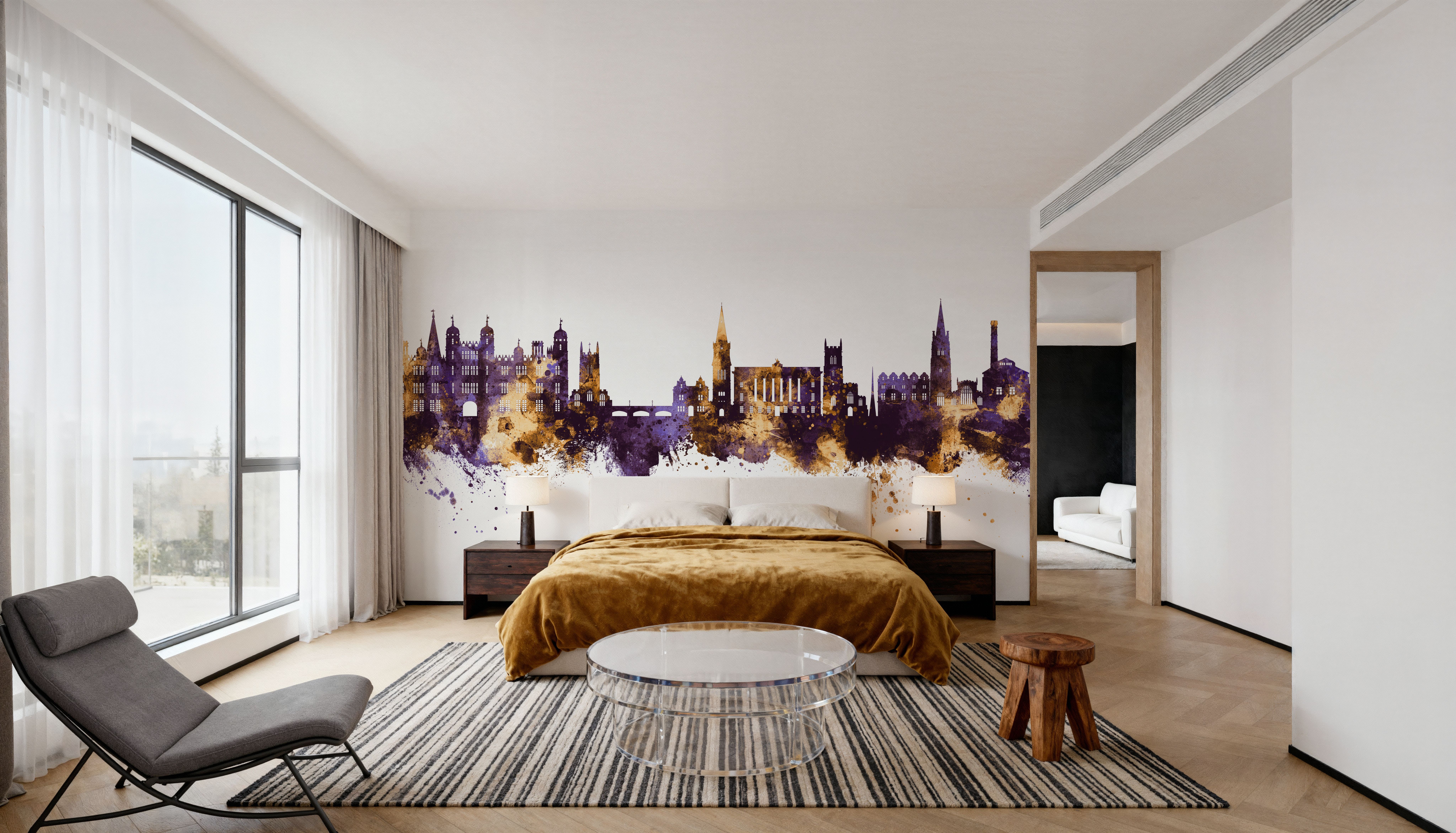 Stamford England Skyline Purple & Gold