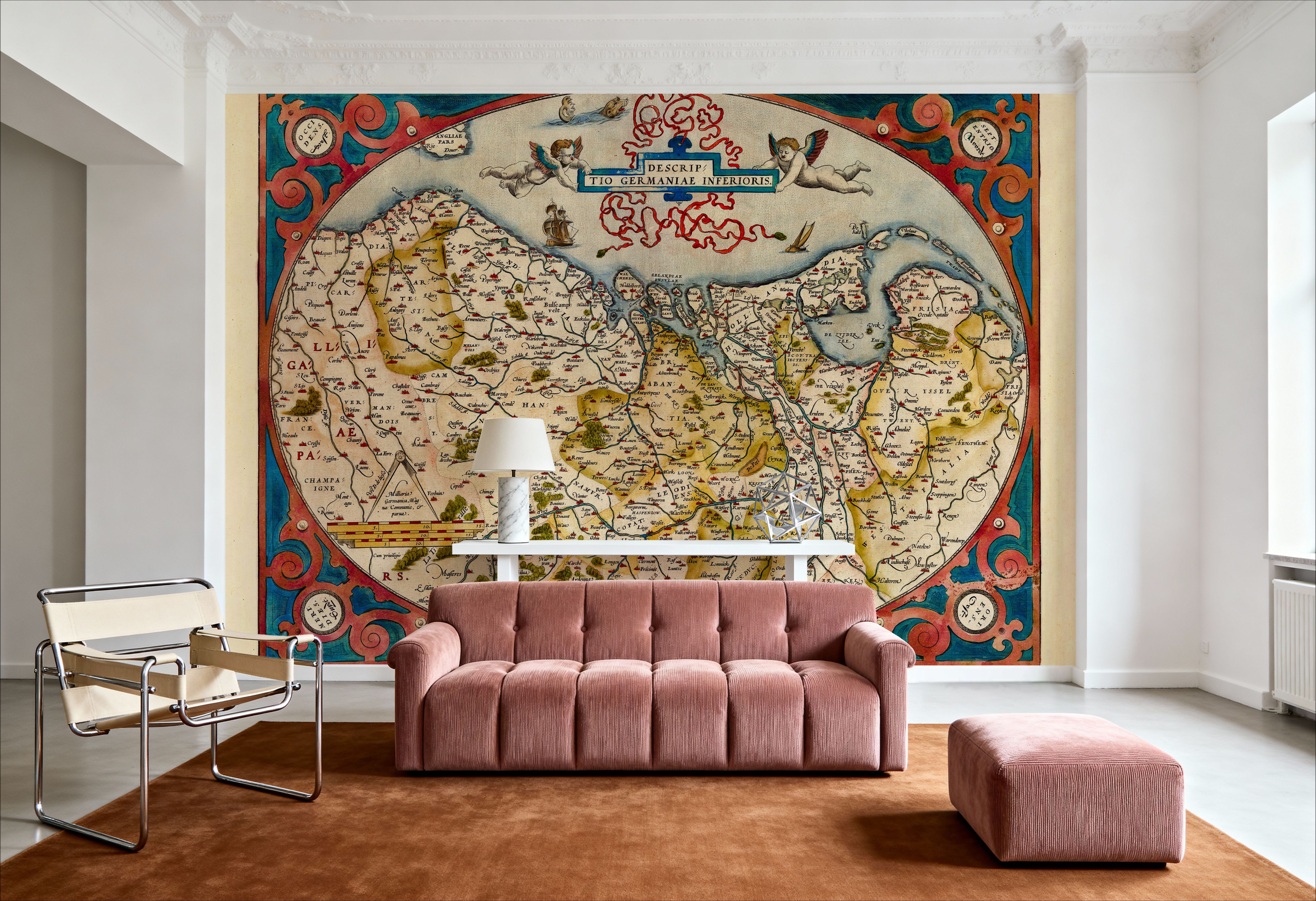 Old Map of Belgium, Netherlands And Germany, 1570, Wallpaper