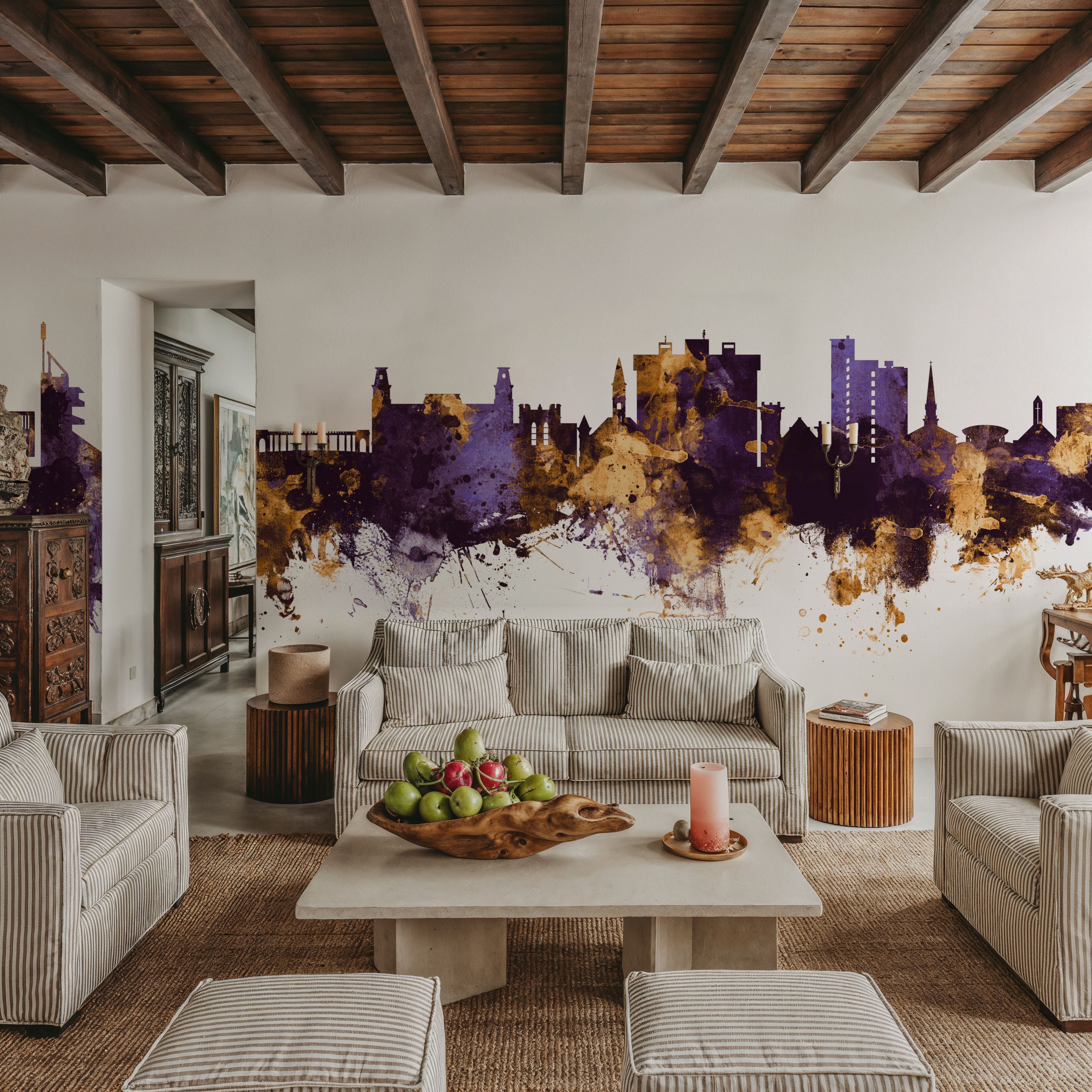 Fayetteville Arkansas Skyline Purple & Gold