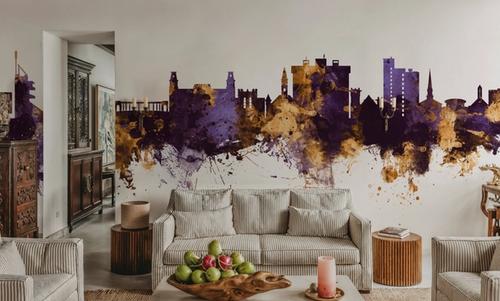 Fayetteville Arkansas Skyline Purple & Gold