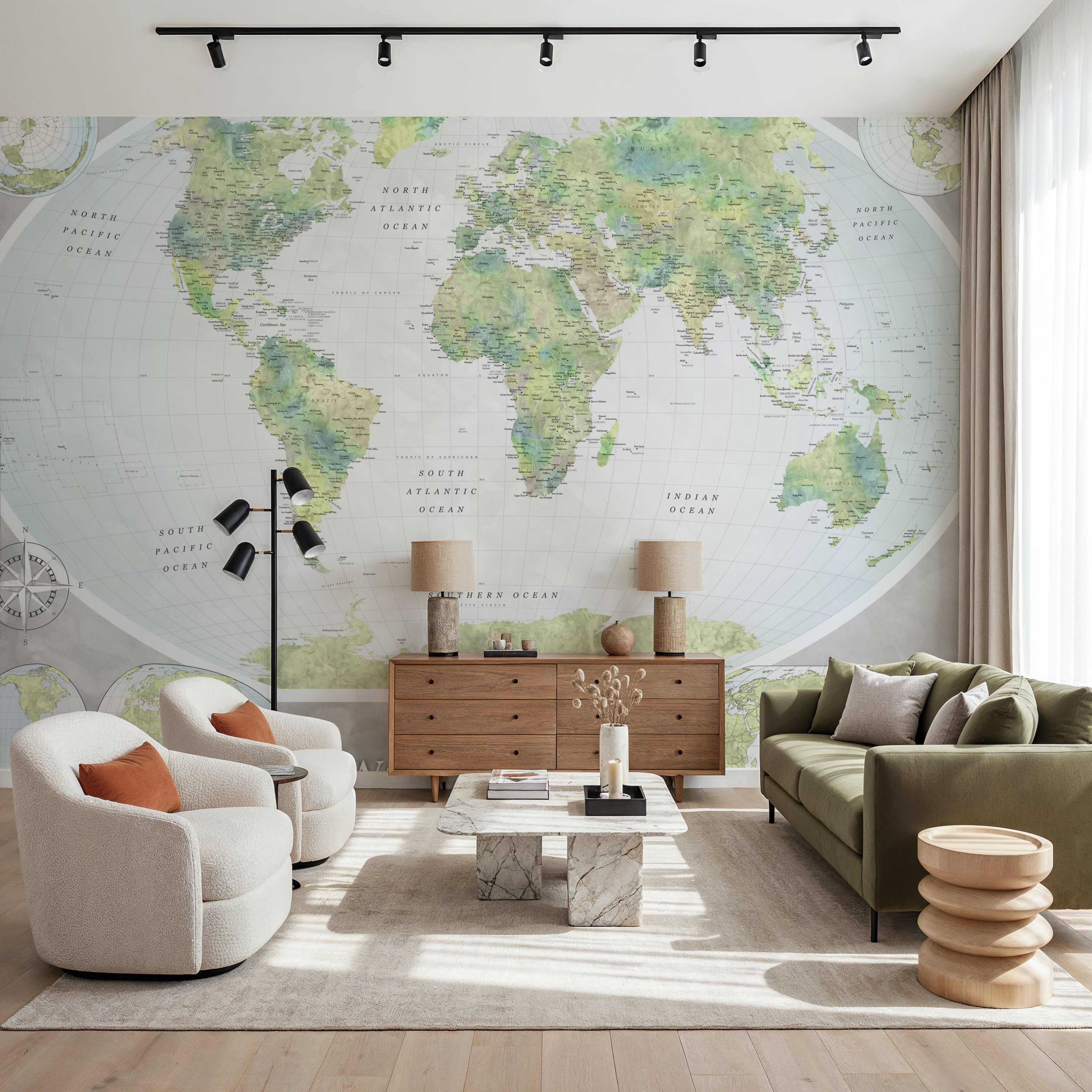 World Map Atlas Green