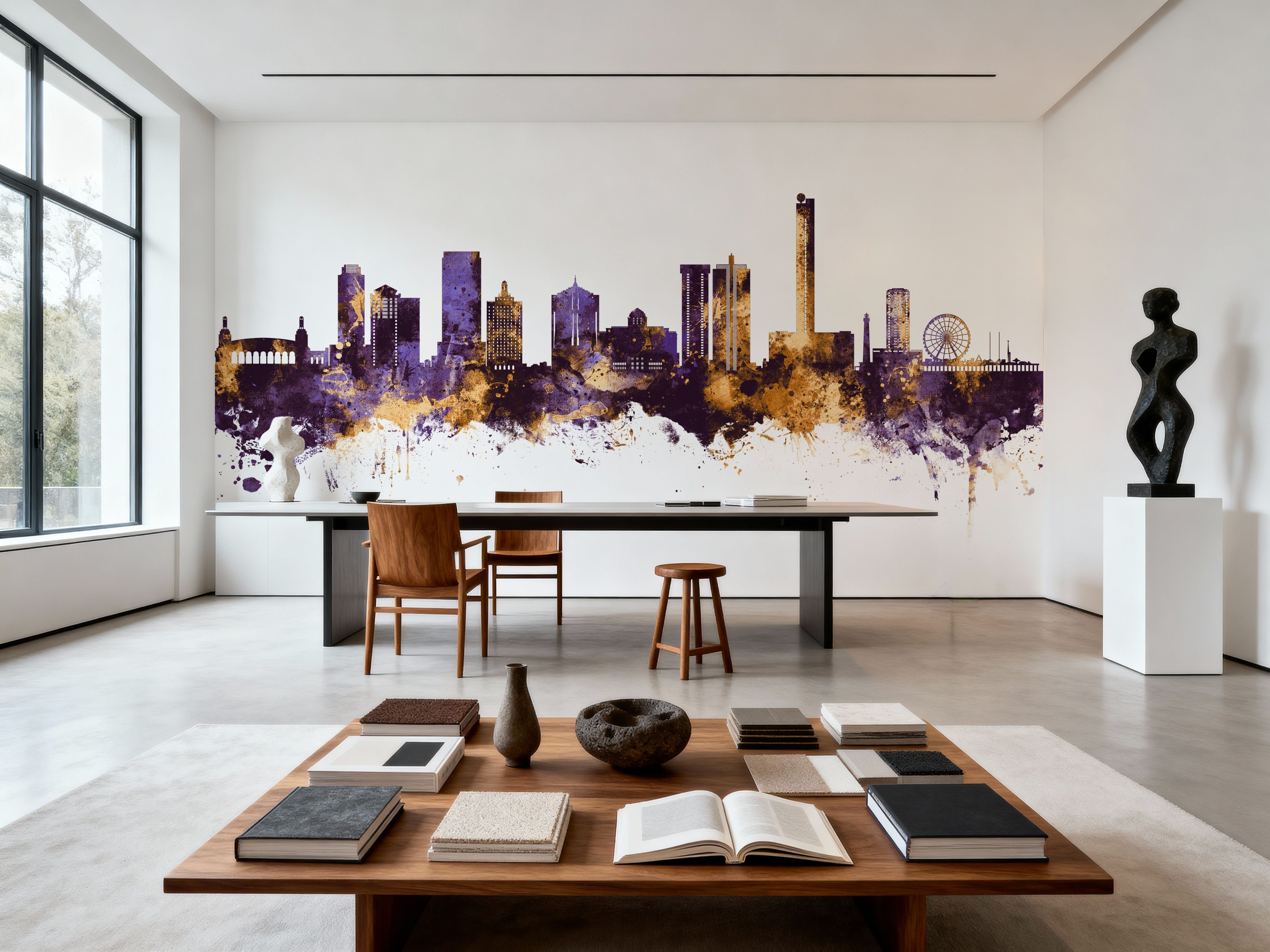 Atlantic City New Jersey Skyline Purple & Gold