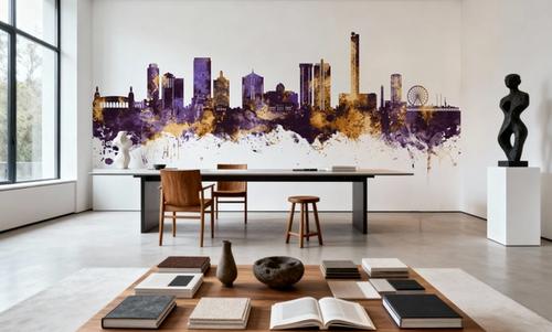 Atlantic City New Jersey Skyline Purple & Gold