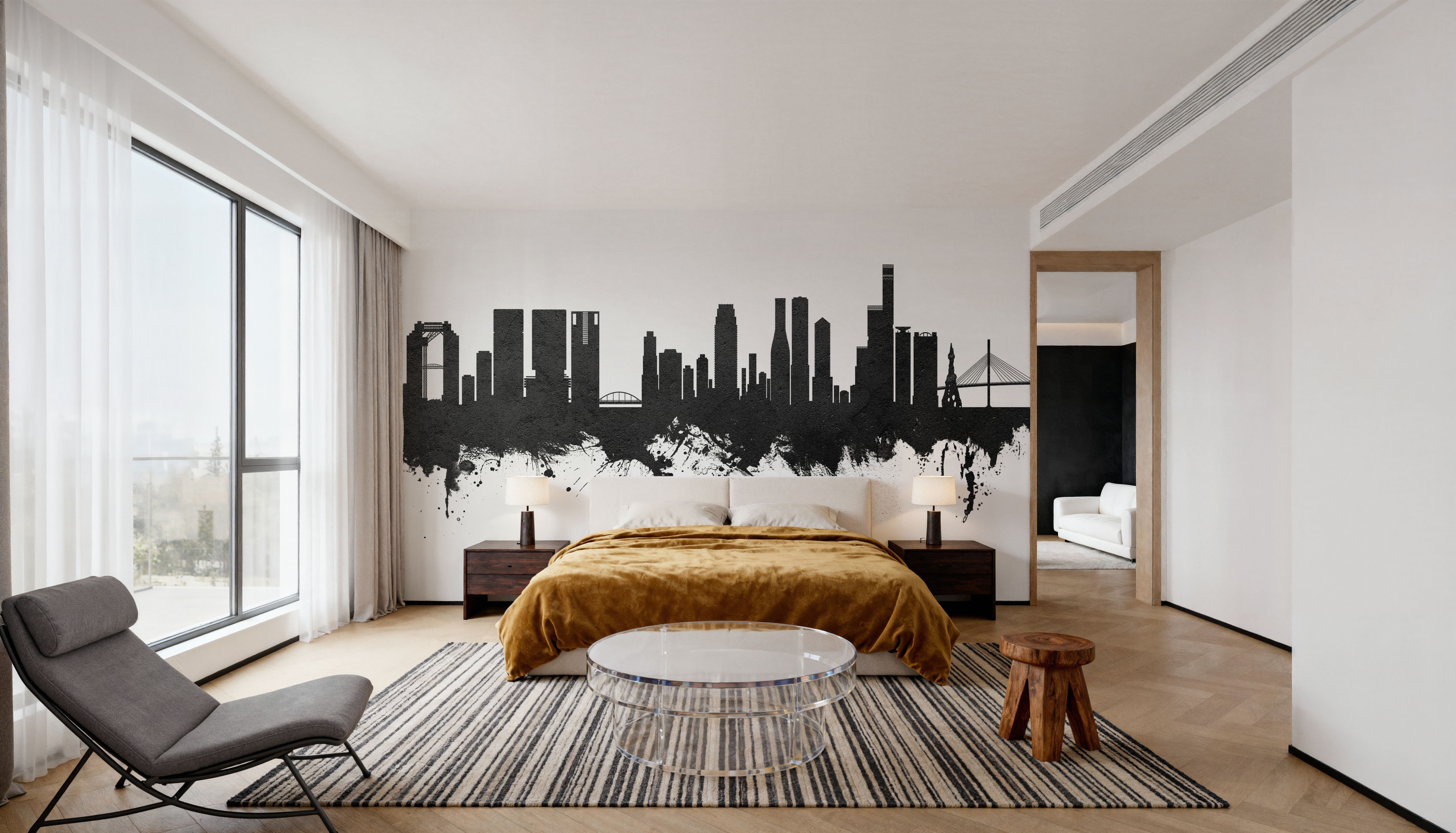 Osaka Skyline Black & White