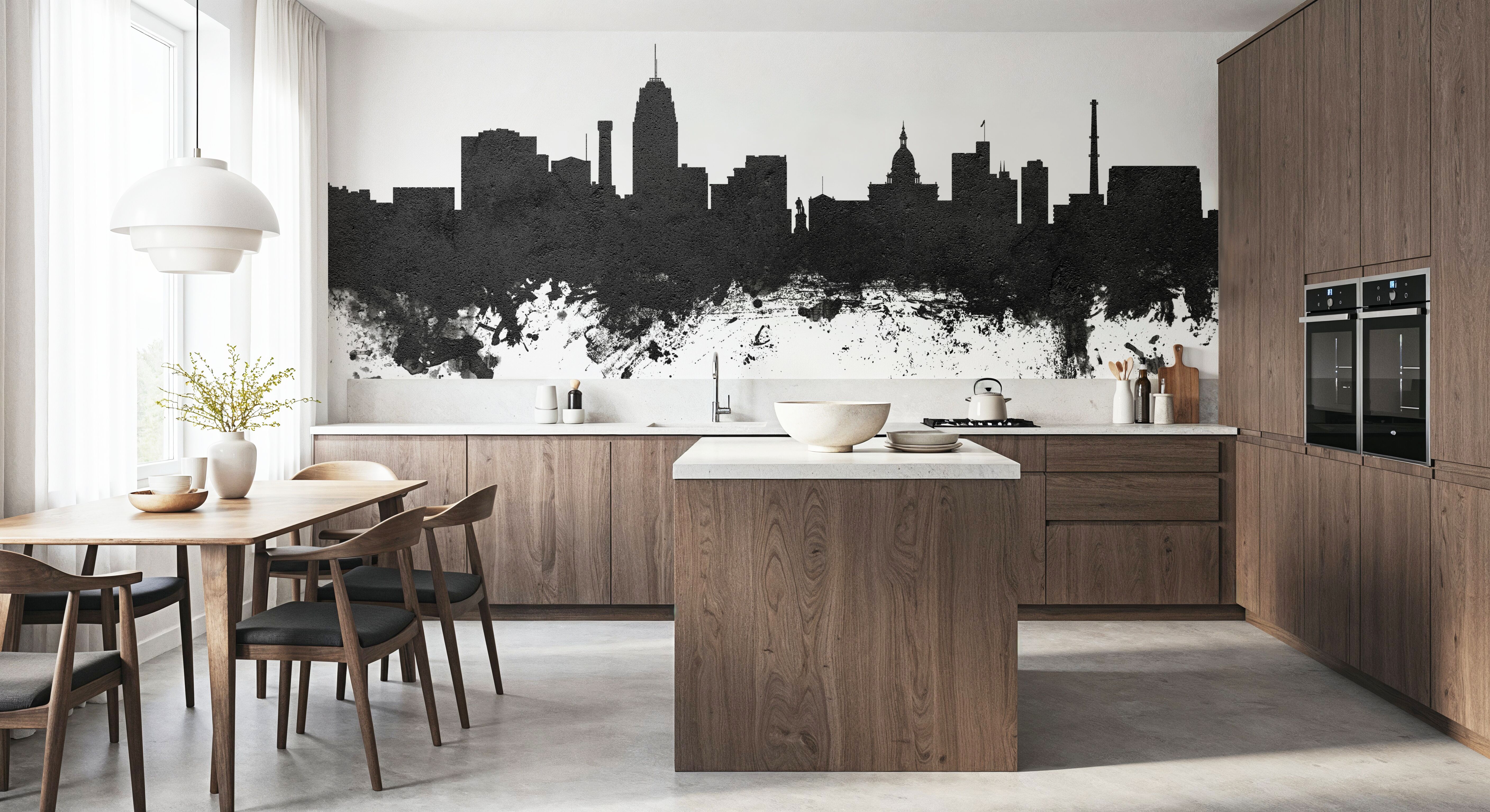 Lansing Michigan Skyline Black & White