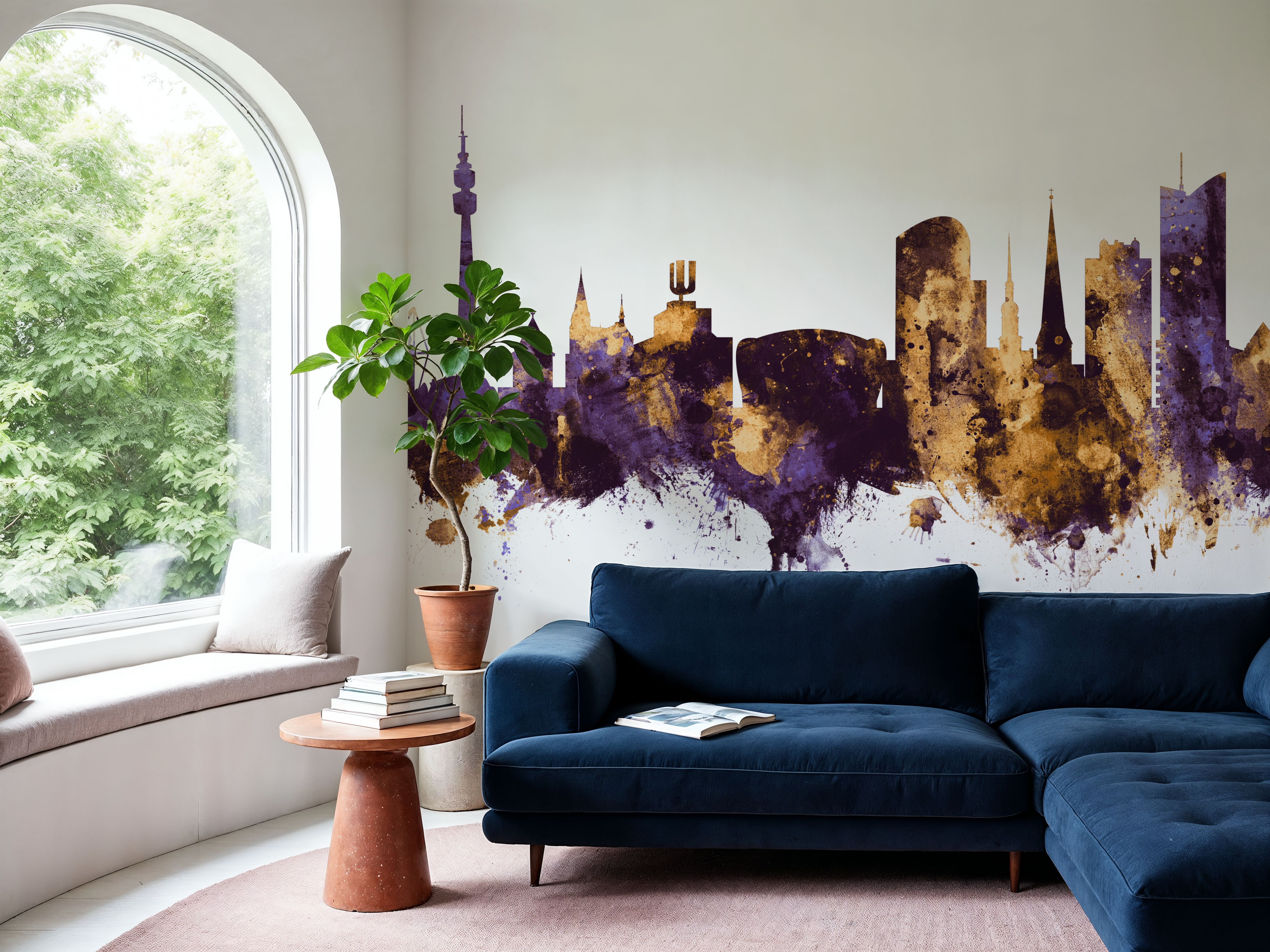 Dortmund Germany Skyline Purple & Gold