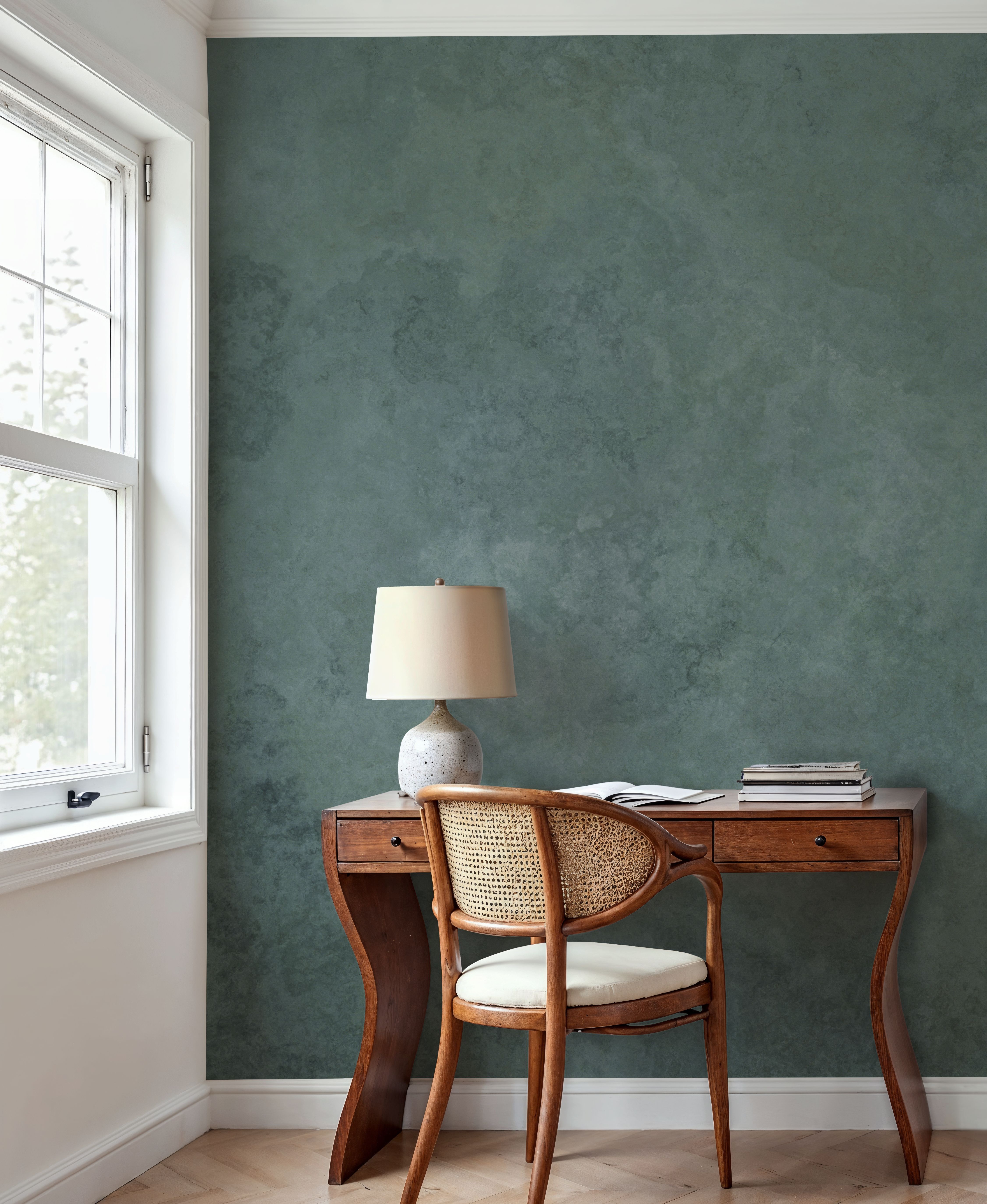 Subtle Plaster Wall, Forest Green