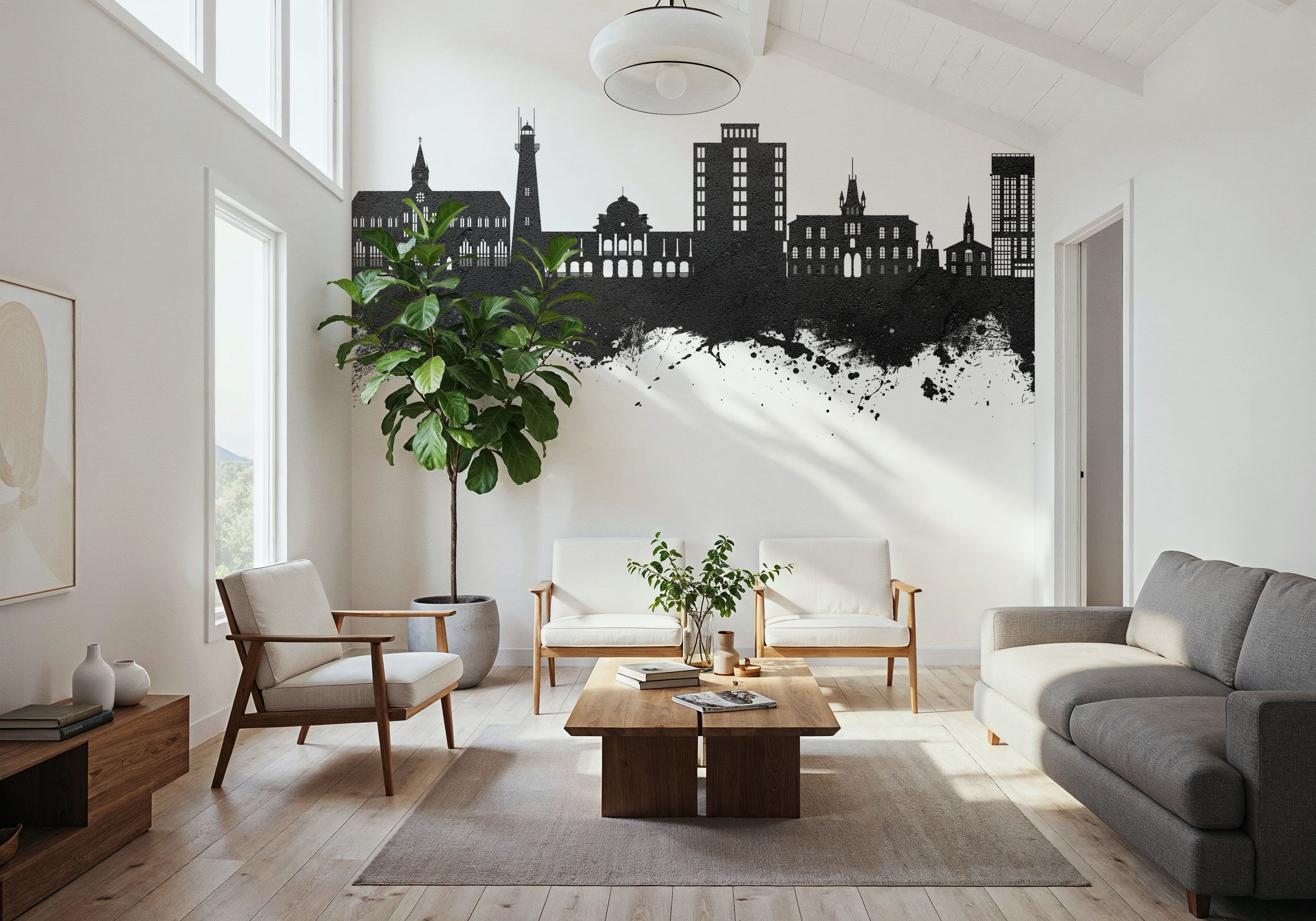 Georgetown Guyana Skyline Black & White, Wallpaper