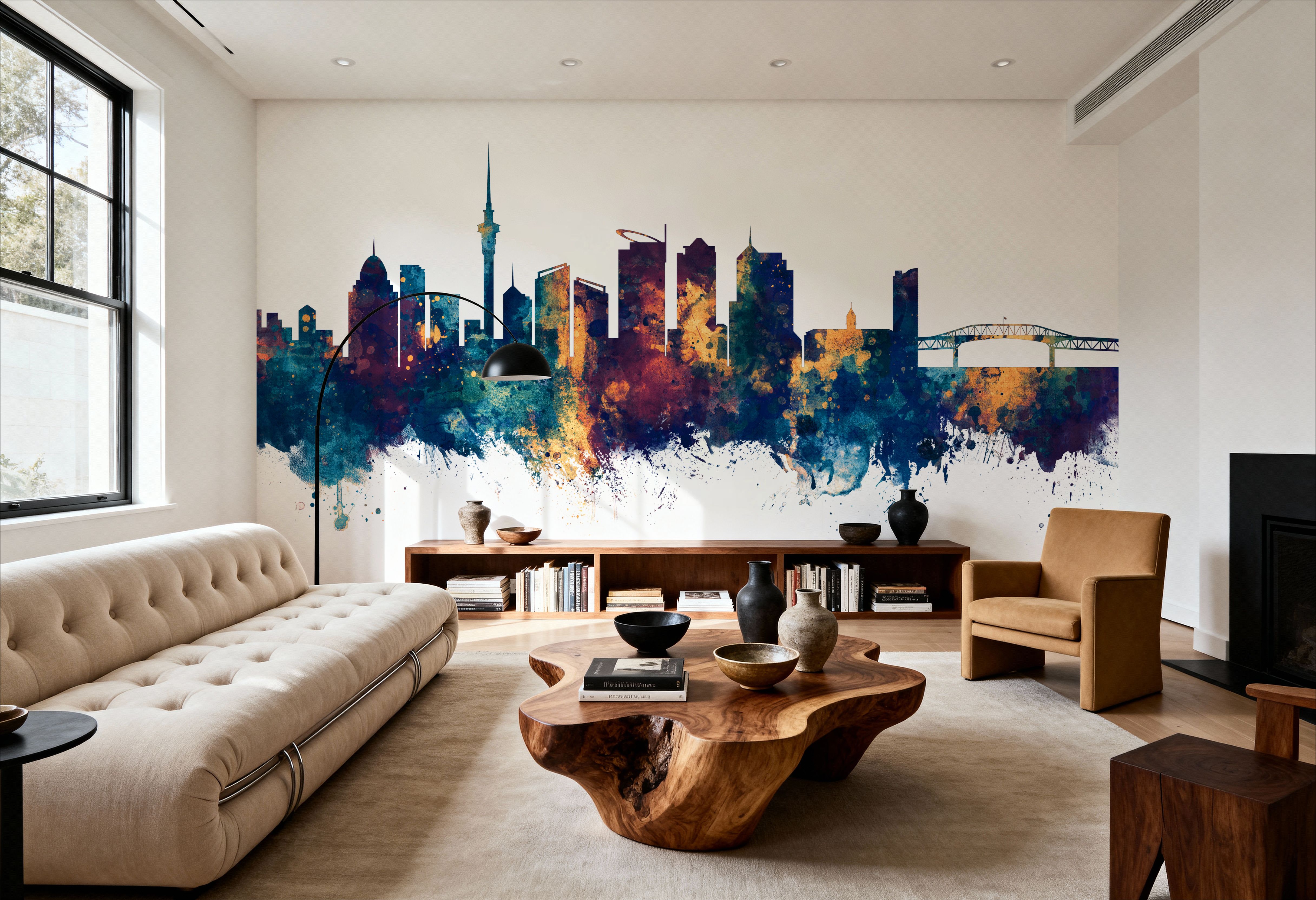 Auckland New Zeeland Skyline Blue & Bronze