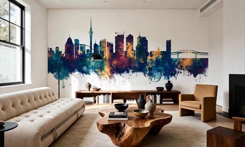 Auckland New Zeeland Skyline Blue & Bronze