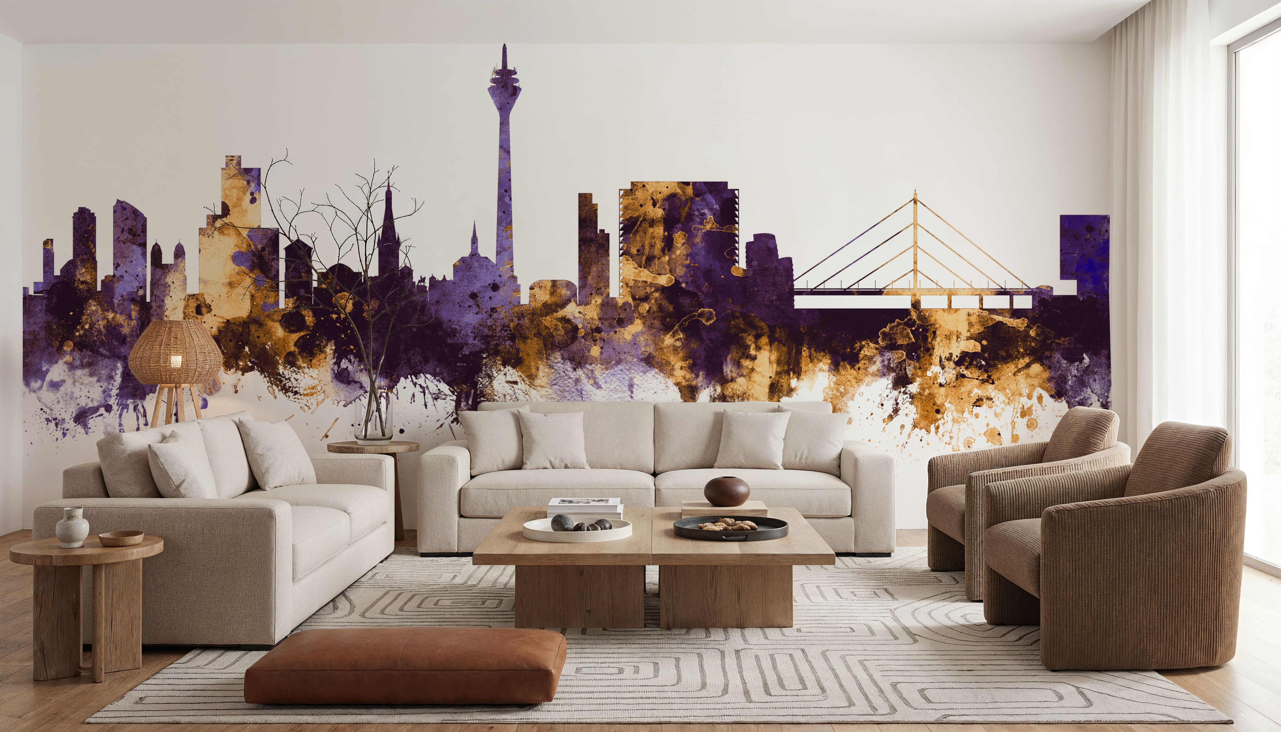 Düsseldorf Germany Skyline Purple & Gold