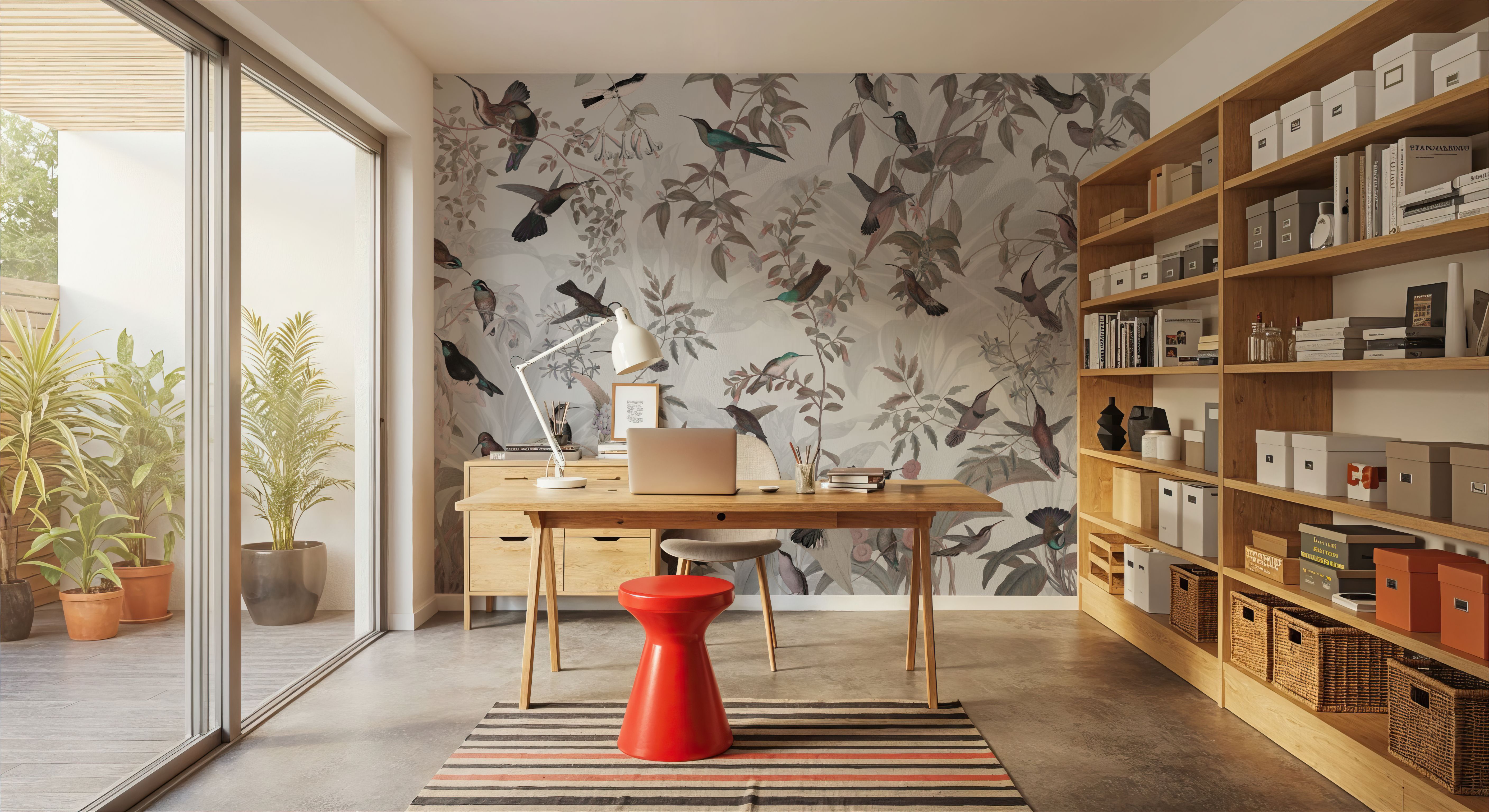 Birds Everywhere Red, Wallpaper