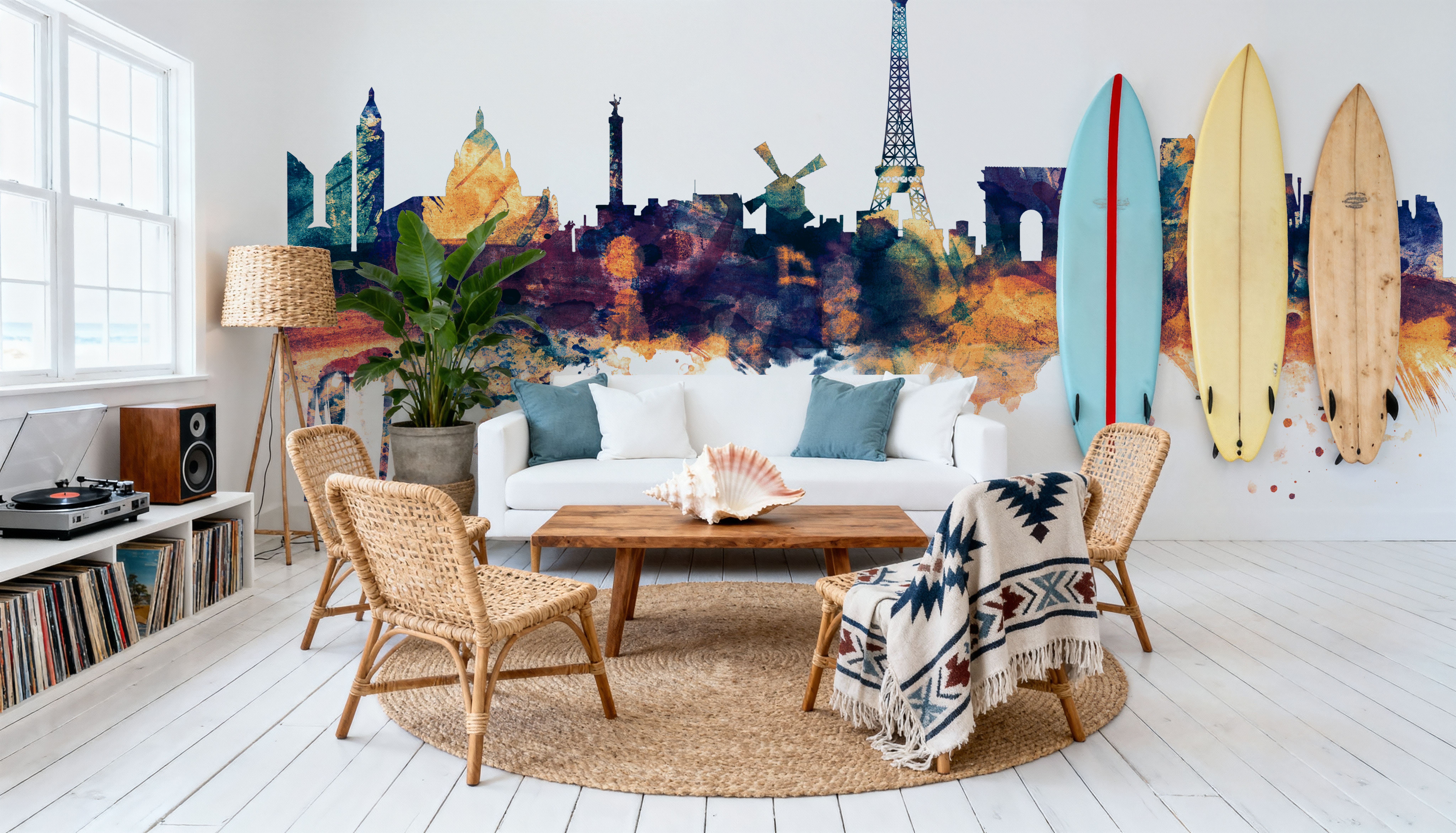 Paris Skyline Blue & Bronze