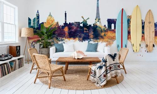 Paris Skyline Blue & Bronze