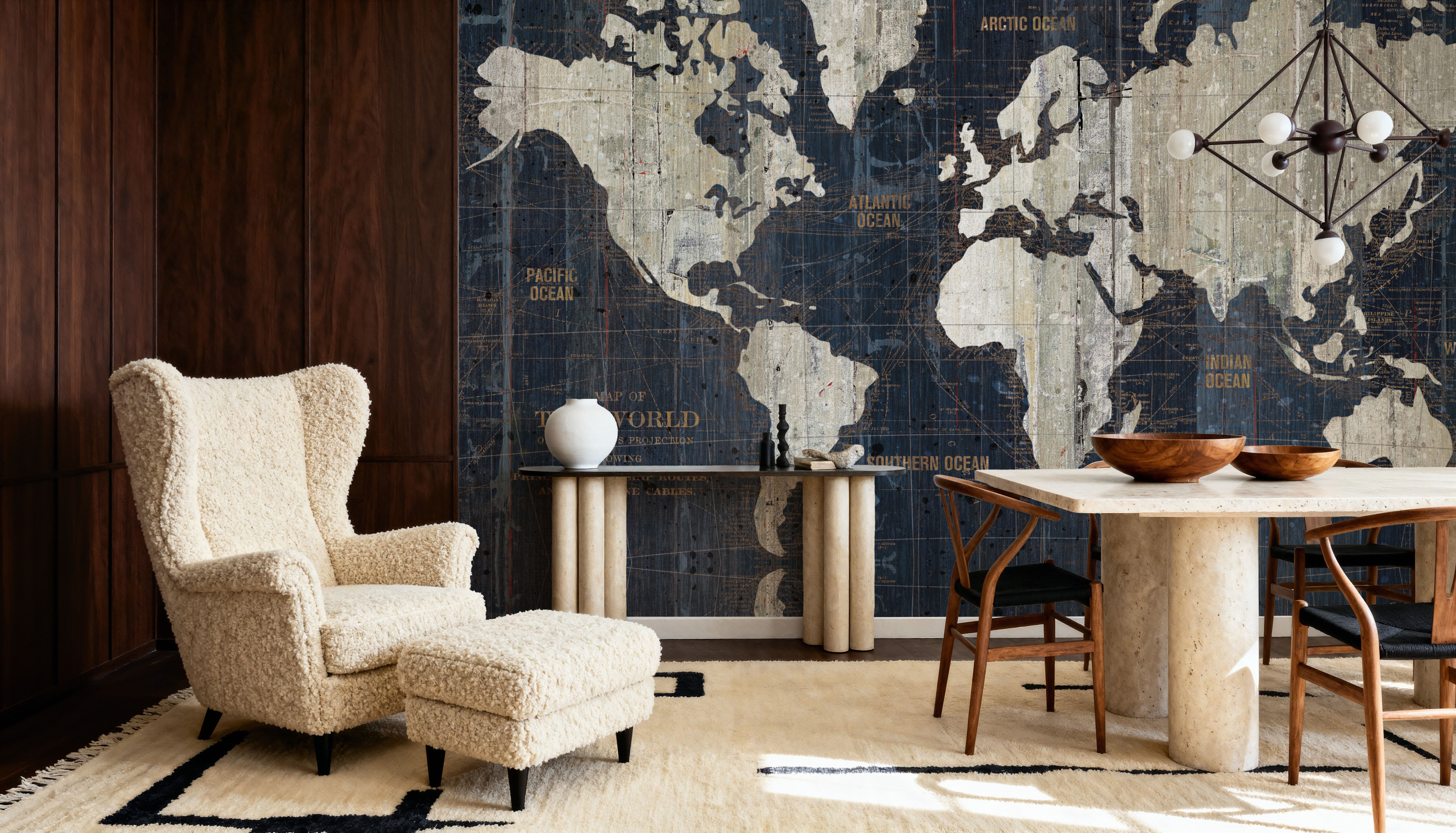 Old World Map Blue, Wallpaper
