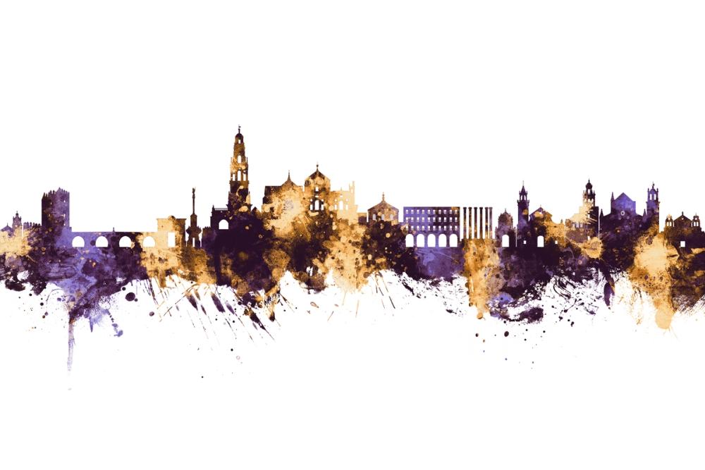 Córdoba Spain Skyline Purple & Gold