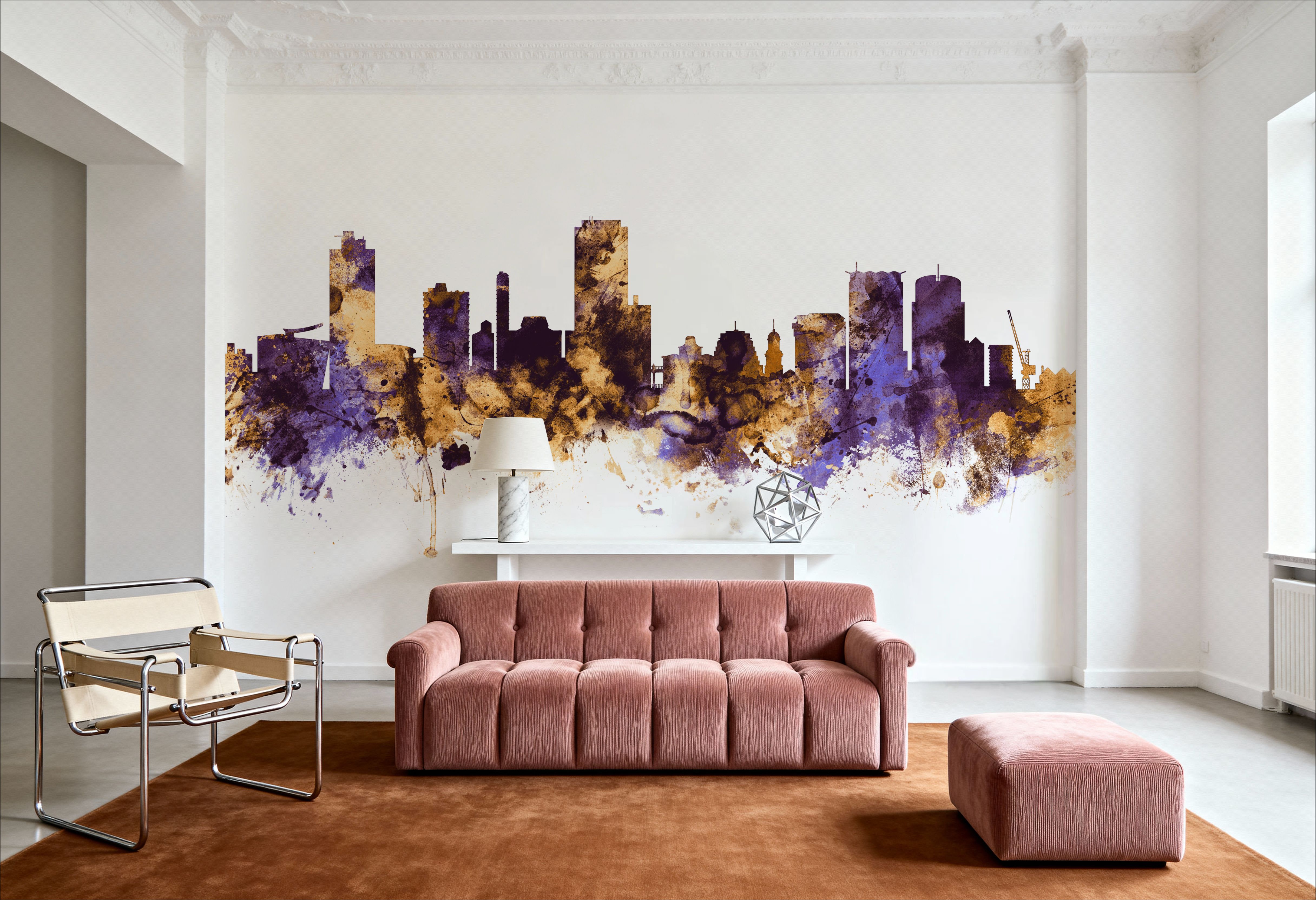 Wellington New Zealand Skyline Purple & Gold