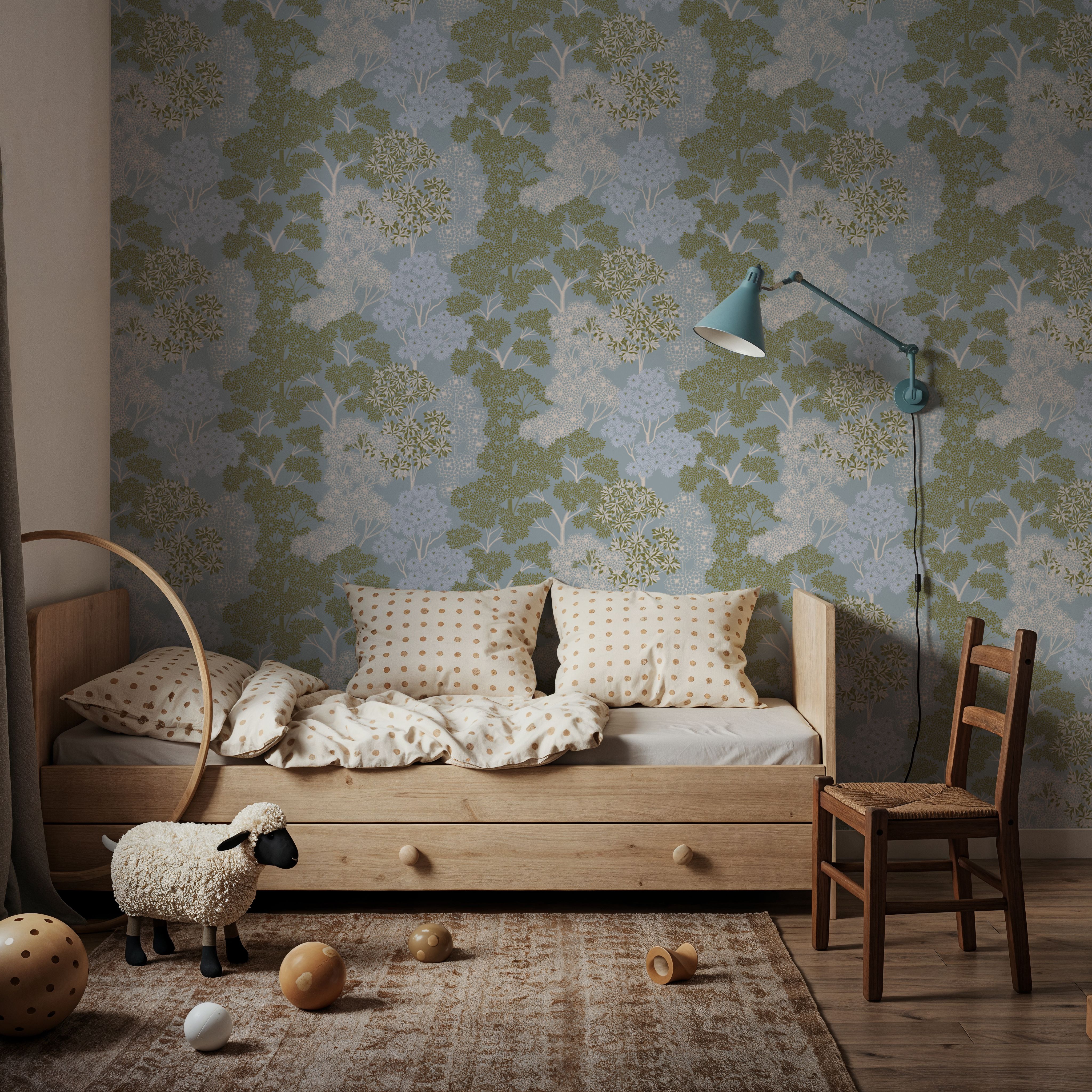 Overleaf Woodland Pattern, French Blue