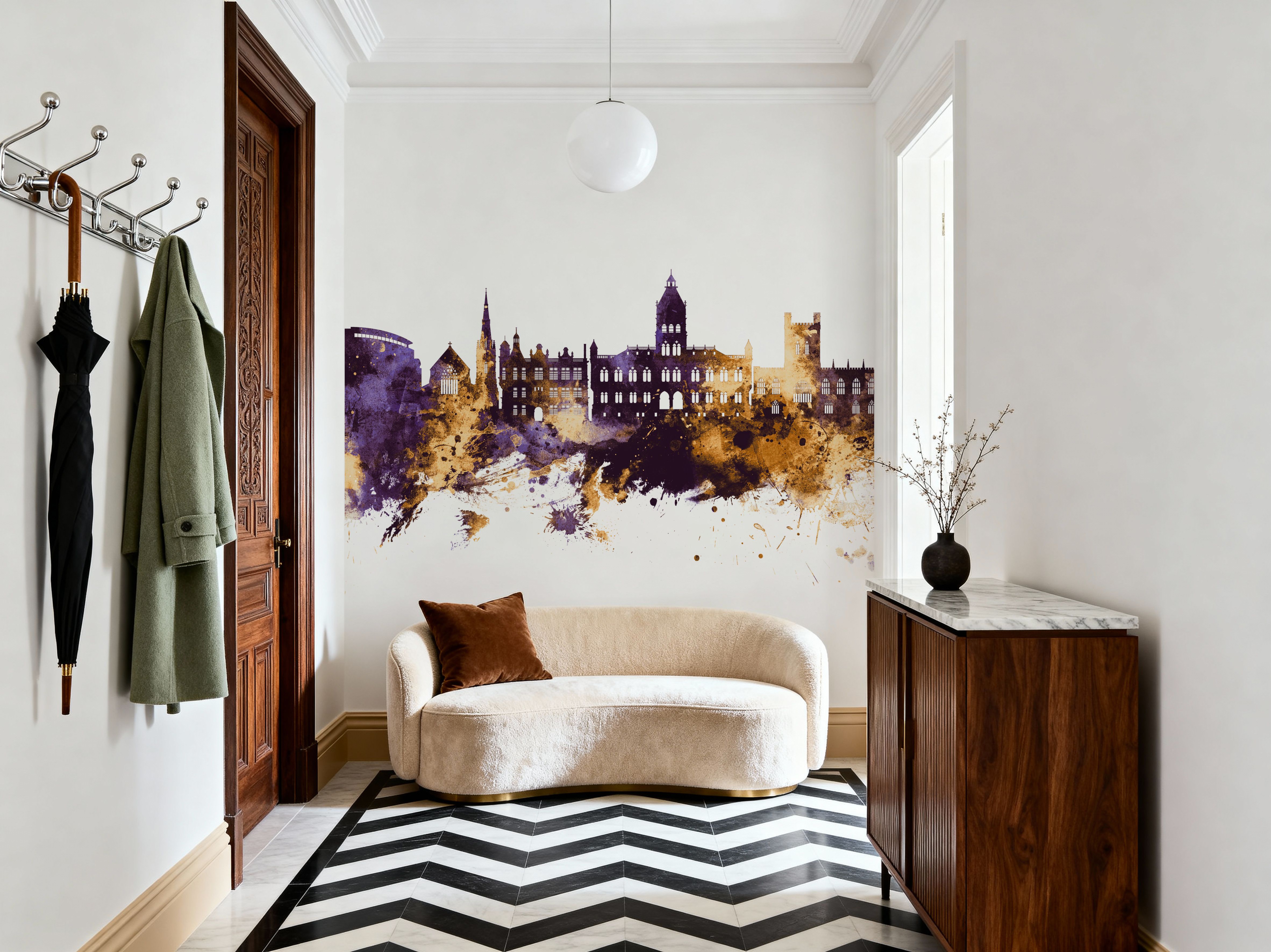 Chester England Skyline Purple & Gold