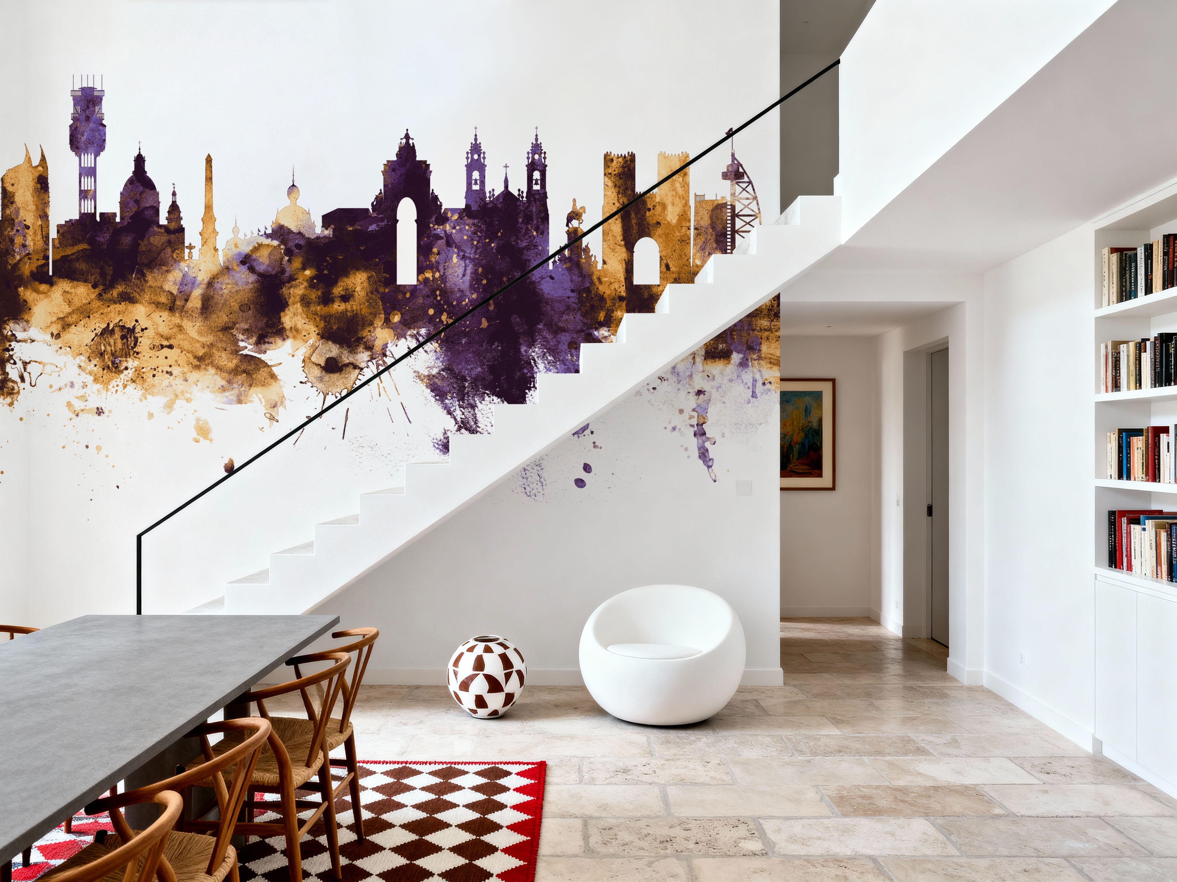 Lisbon Portugal Skyline Purple & Gold