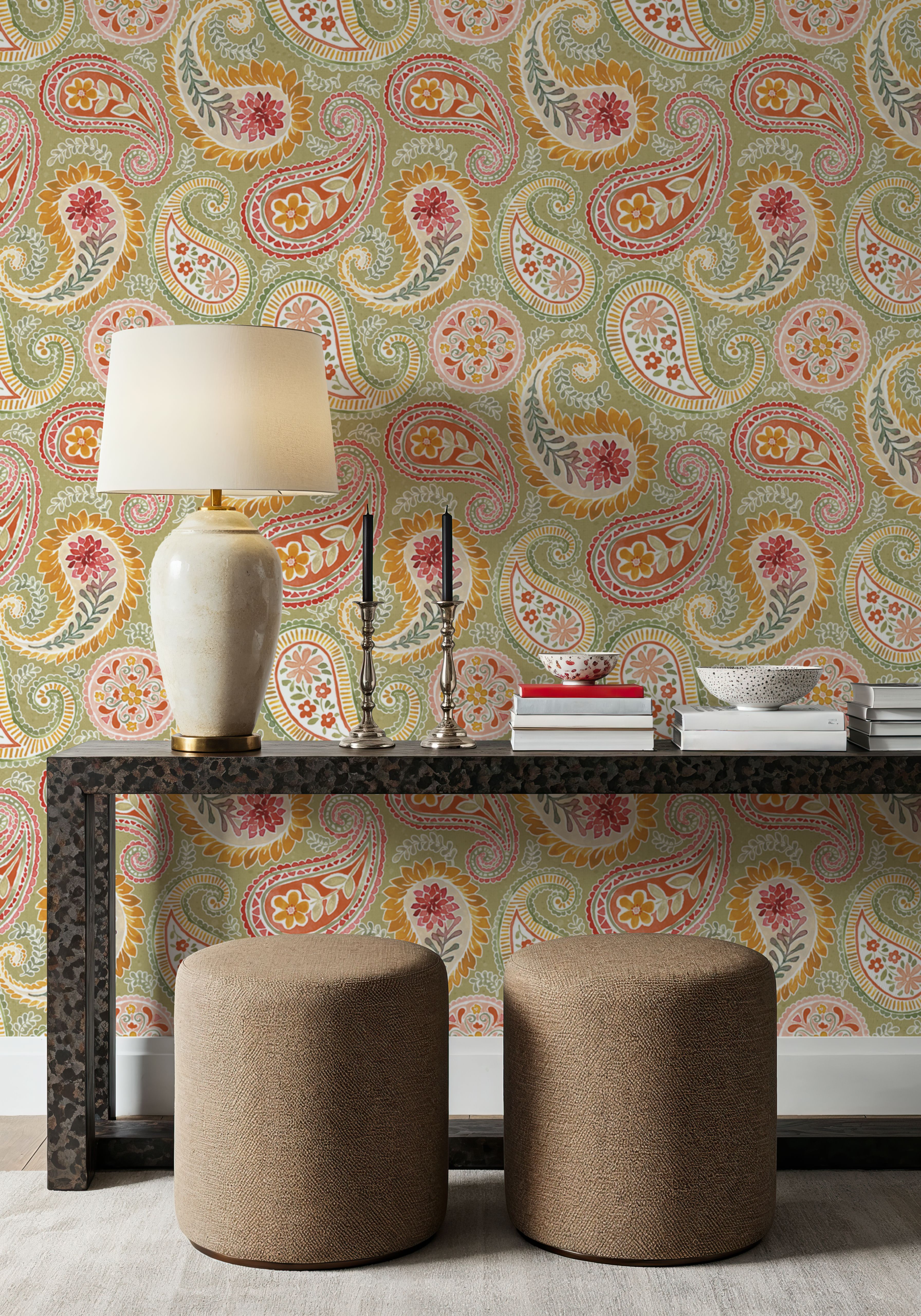 Harvest Paisley Swamp Green