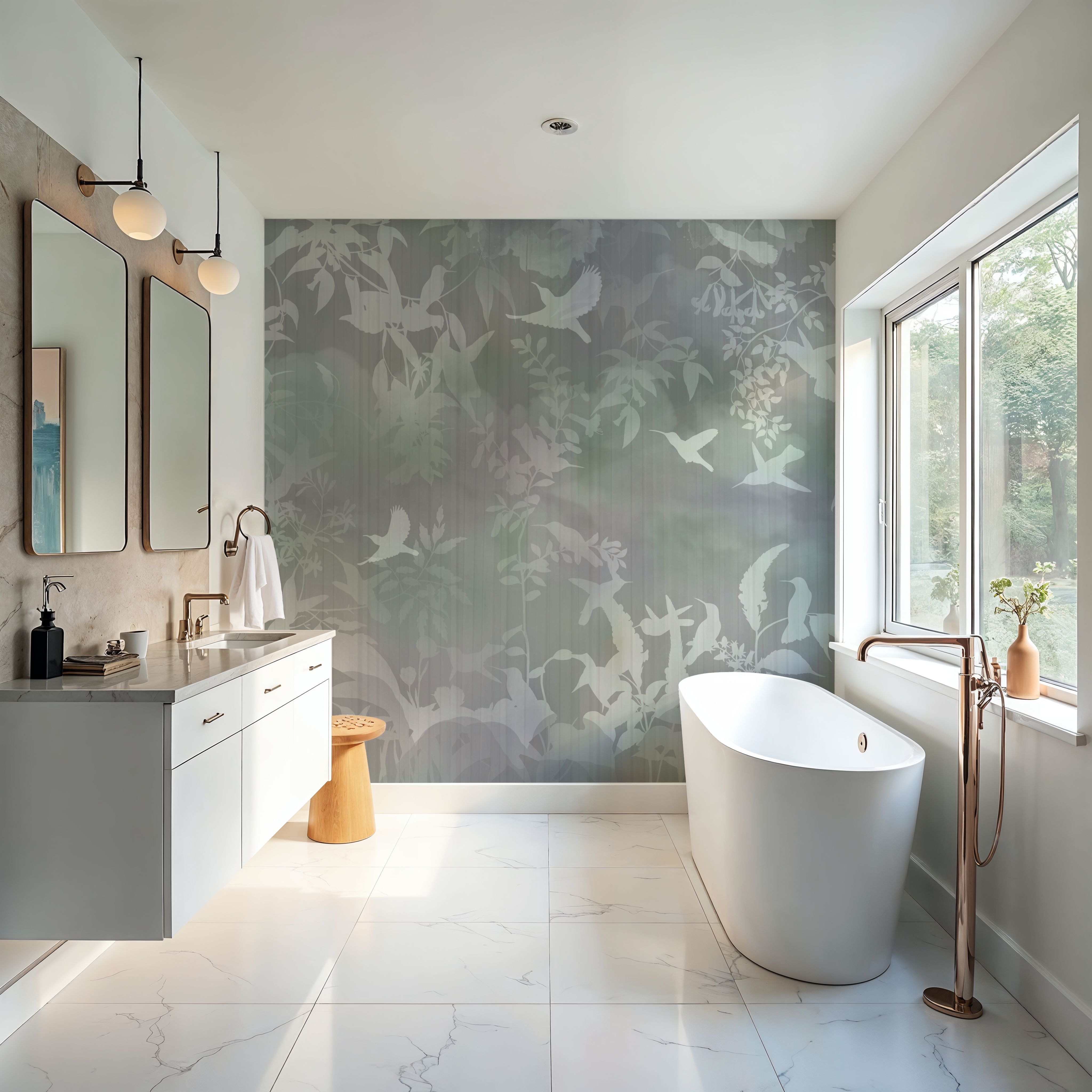 Birds in the Fog Blue