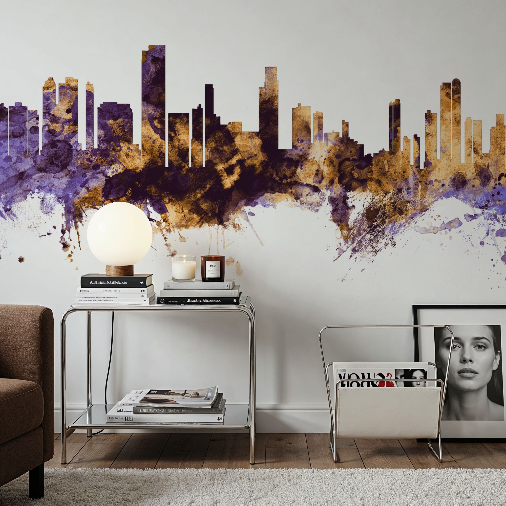 Honolulu Hawaii Skyline Purple & Gold